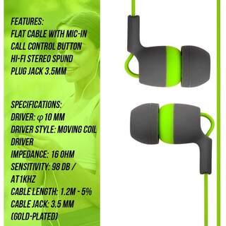 Foto 3 | Auricular Axxis 767 Con Micrófono, Cable Plano Y Control De Llamadas, Color Gris Y Verde - Venta Internacional.