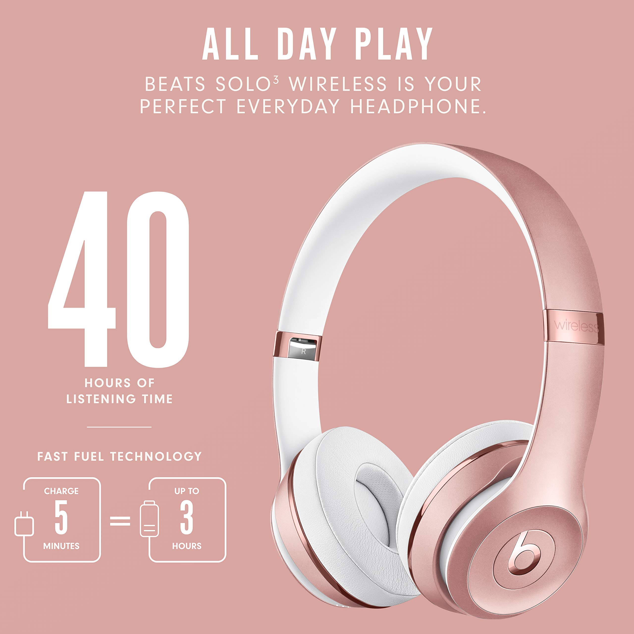 Foto 5 | Auriculares Supraaurales Inalámbricos Beats Solo3 color Oro Rosa - Venta Internacional