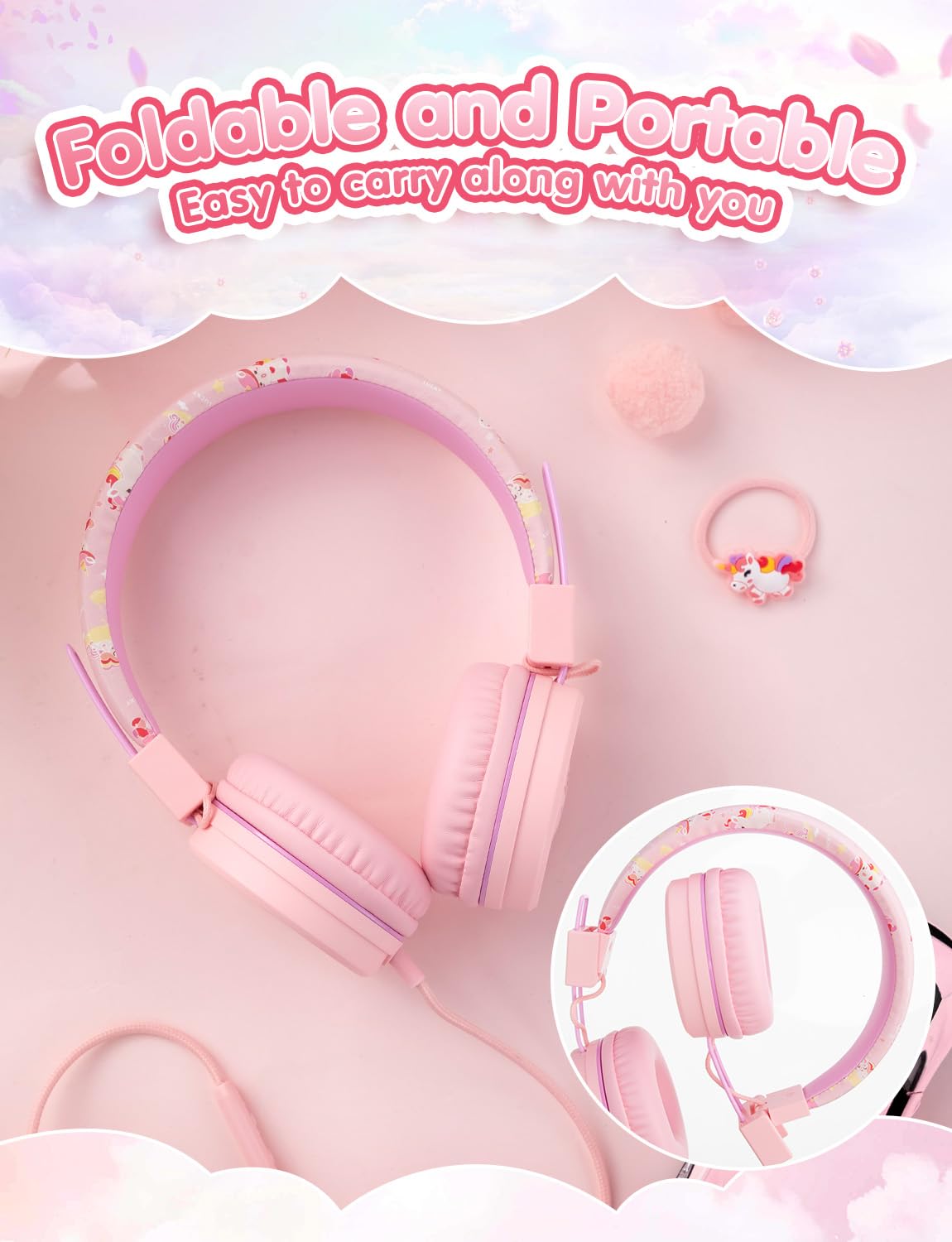 Foto 2 | Auriculares Infantiles Simjar Unicorn Rosa con Micrófono - Venta Internacional