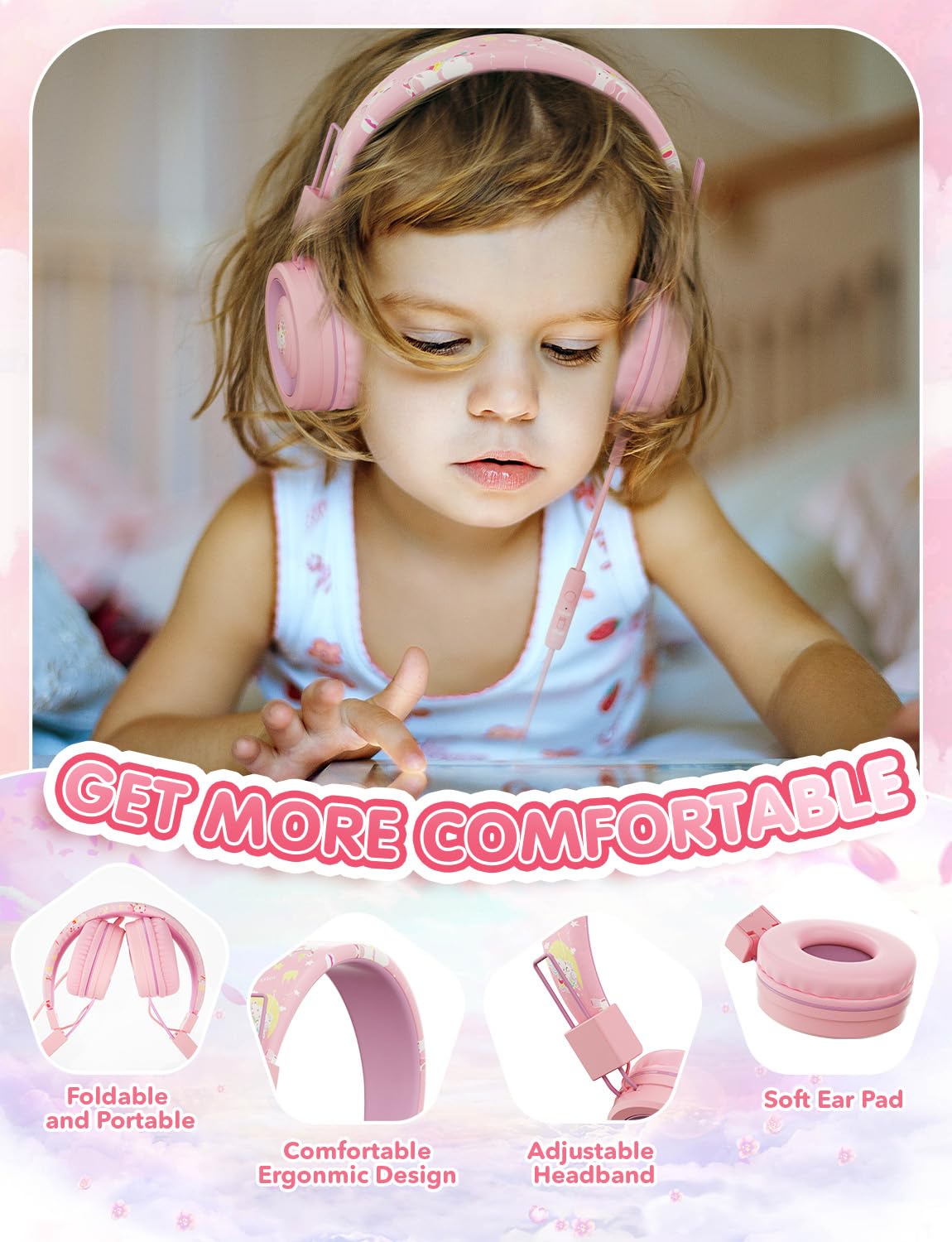 Foto 4 | Auriculares Infantiles Simjar Unicorn Rosa con Micrófono - Venta Internacional