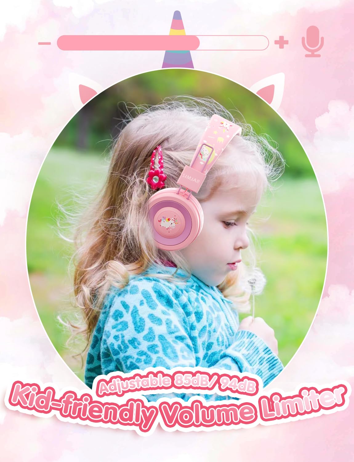 Foto 7 pulgar | Auriculares Infantiles Simjar Unicorn Rosa con Micrófono - Venta Internacional