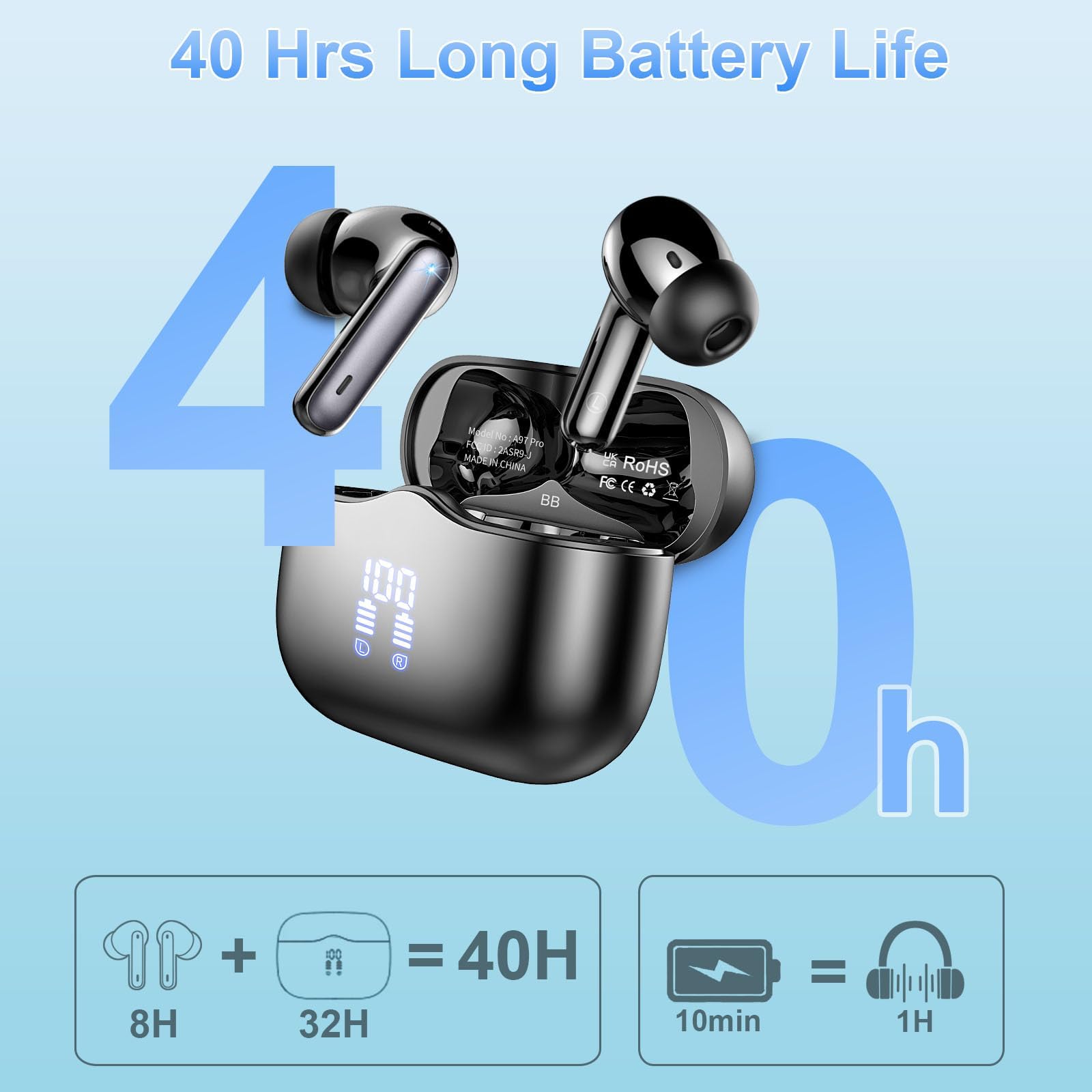 Foto 3 pulgar | Auriculares Inalámbricos Xinwld Bluetooth 5.3 40h Playtime - Venta Internacional