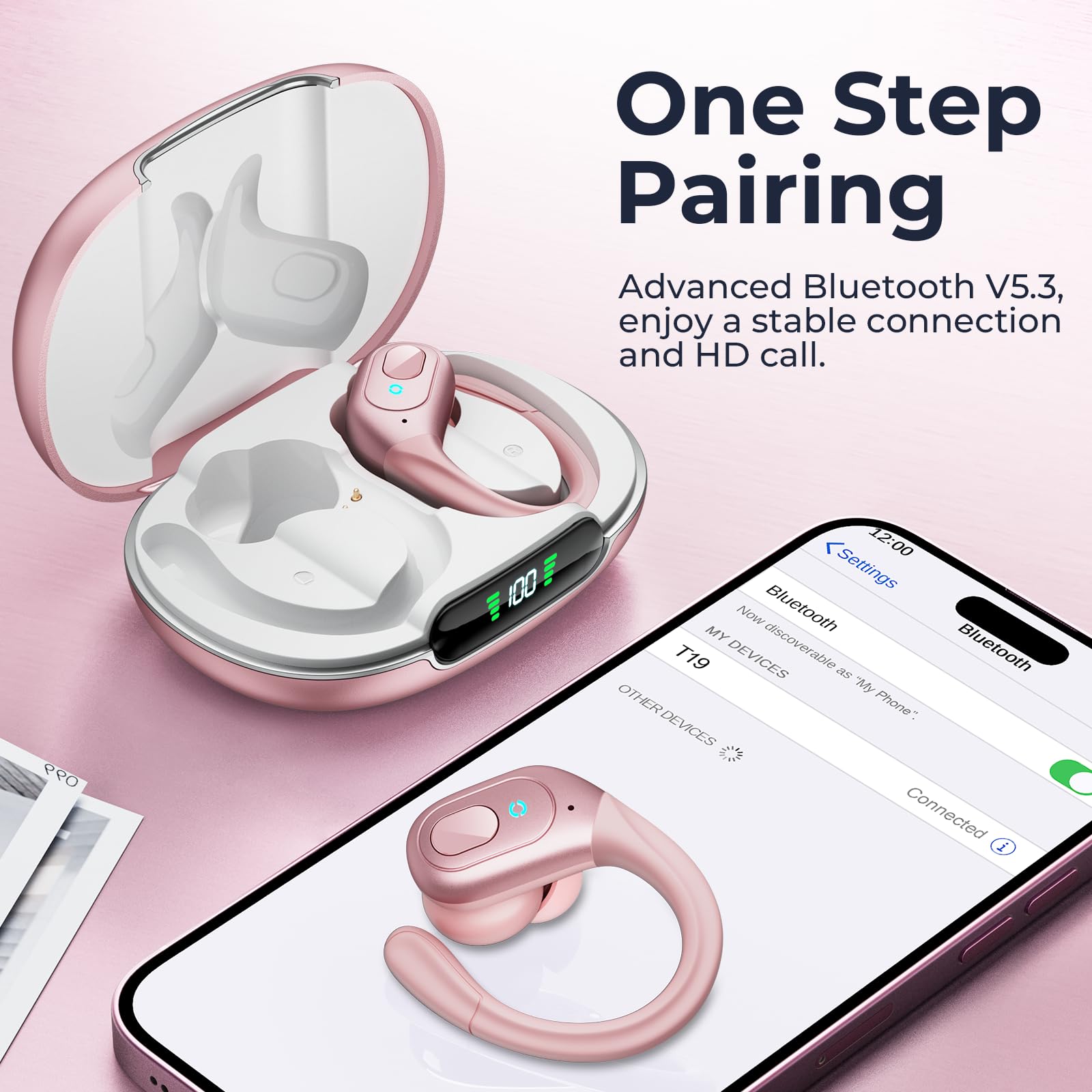 Foto 6 pulgar | Audífonos In Ear Occiam Rosas con Bluetooth-Venta Internacional