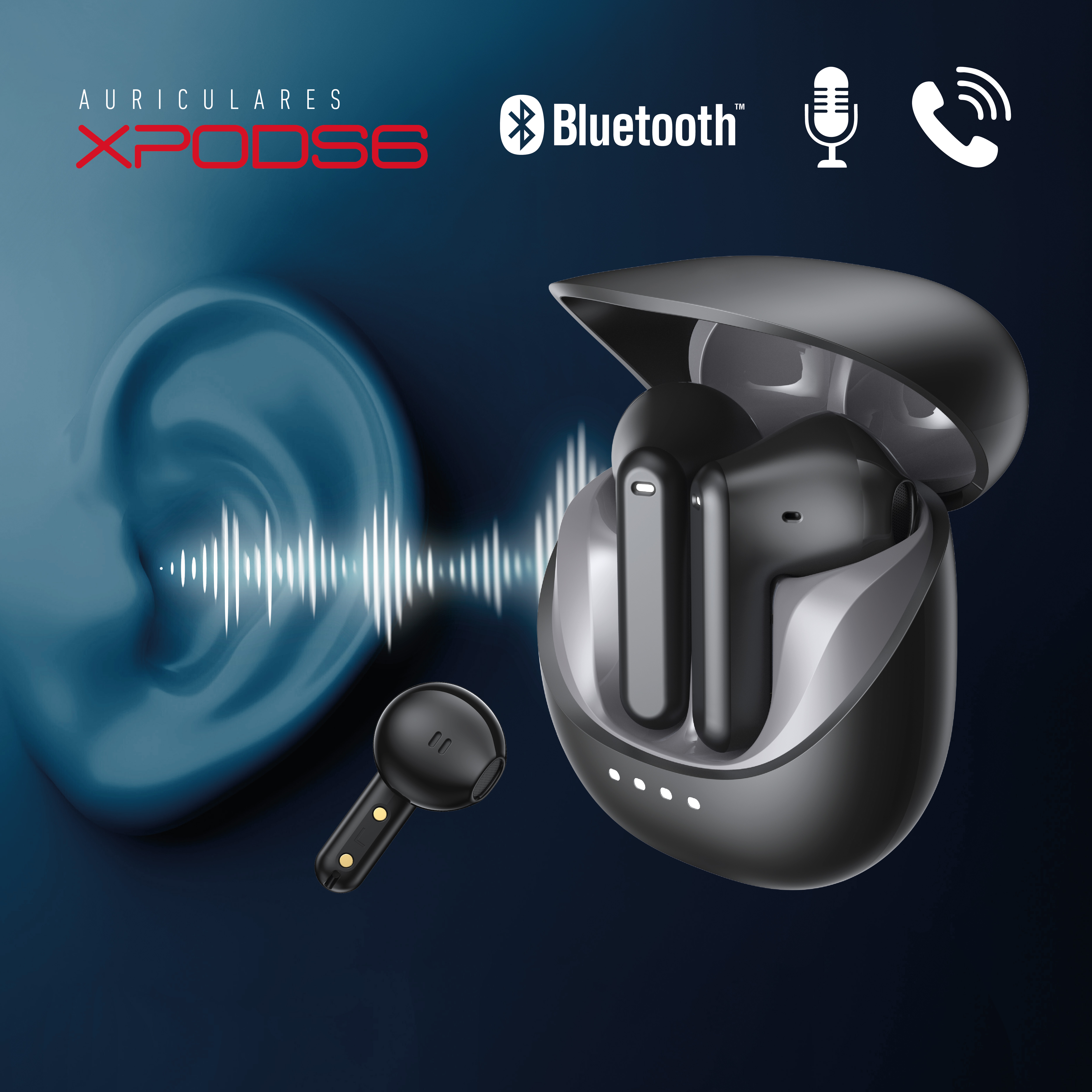 Foto 8 pulgar | Audífonos X-View Inalámbricos Bluetooth Xpods6 con Micrófono Estuche USB-C y 25.8h de Autonomía