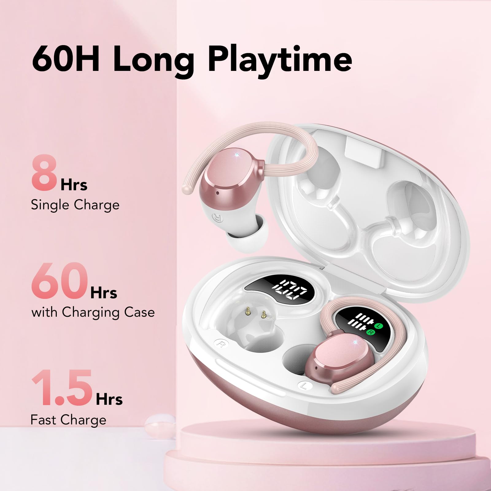Foto 4 pulgar | Auriculares Inalámbricos Qxq Sport Bluetooth 5.3 60hrs Play Ipx7 Rosa - Venta Internacional.