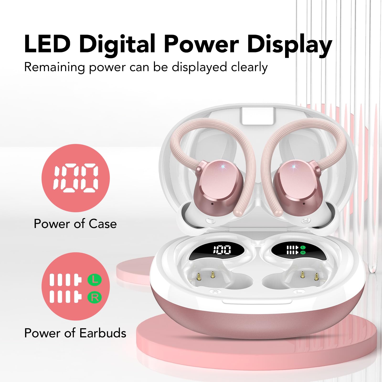 Foto 6 pulgar | Auriculares Inalámbricos Qxq Sport Bluetooth 5.3 60hrs Play Ipx7 Rosa - Venta Internacional.