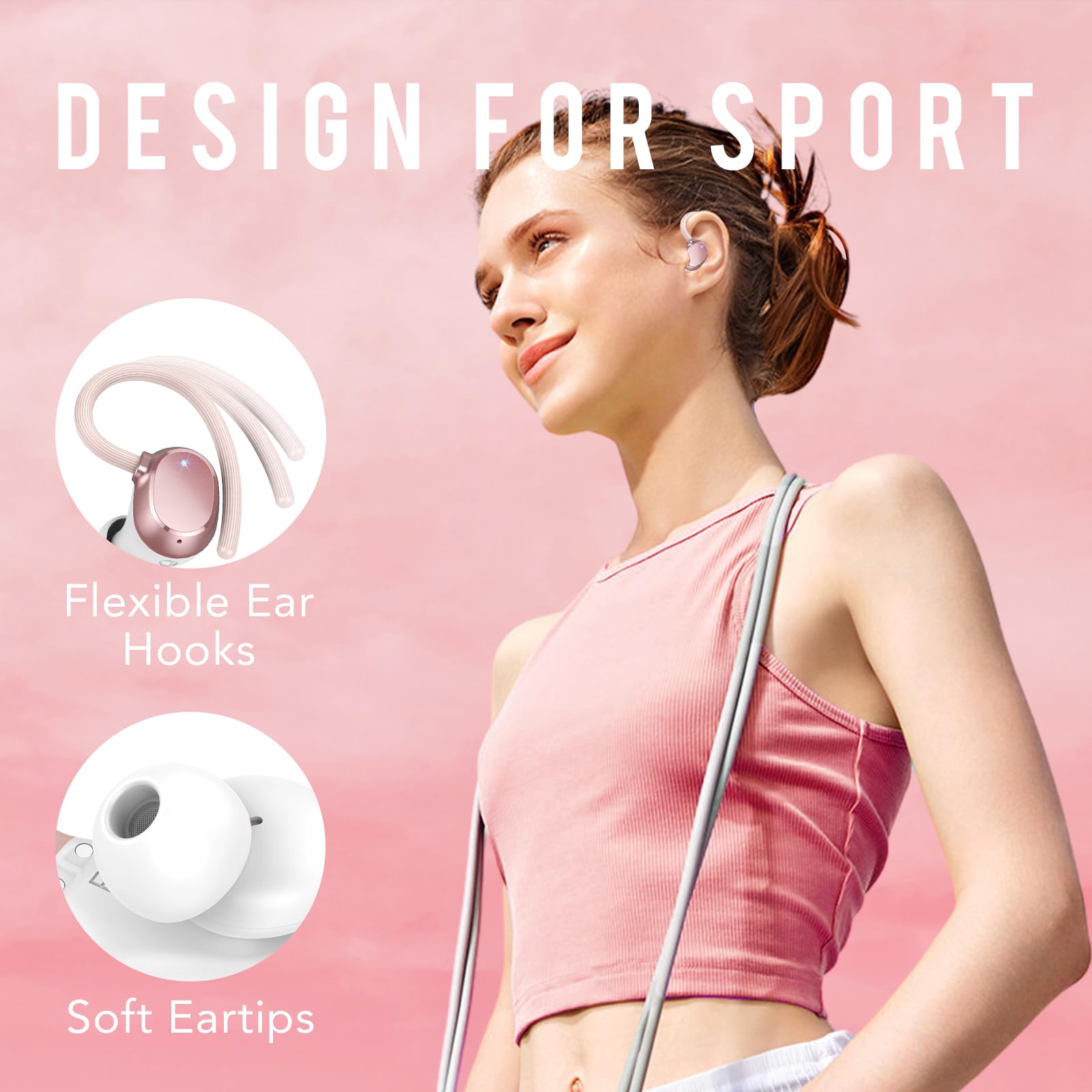 Foto 6 | Auriculares Inalámbricos Qxq Sport Bluetooth 5.3 60hrs Play Ipx7 Rosa - Venta Internacional.