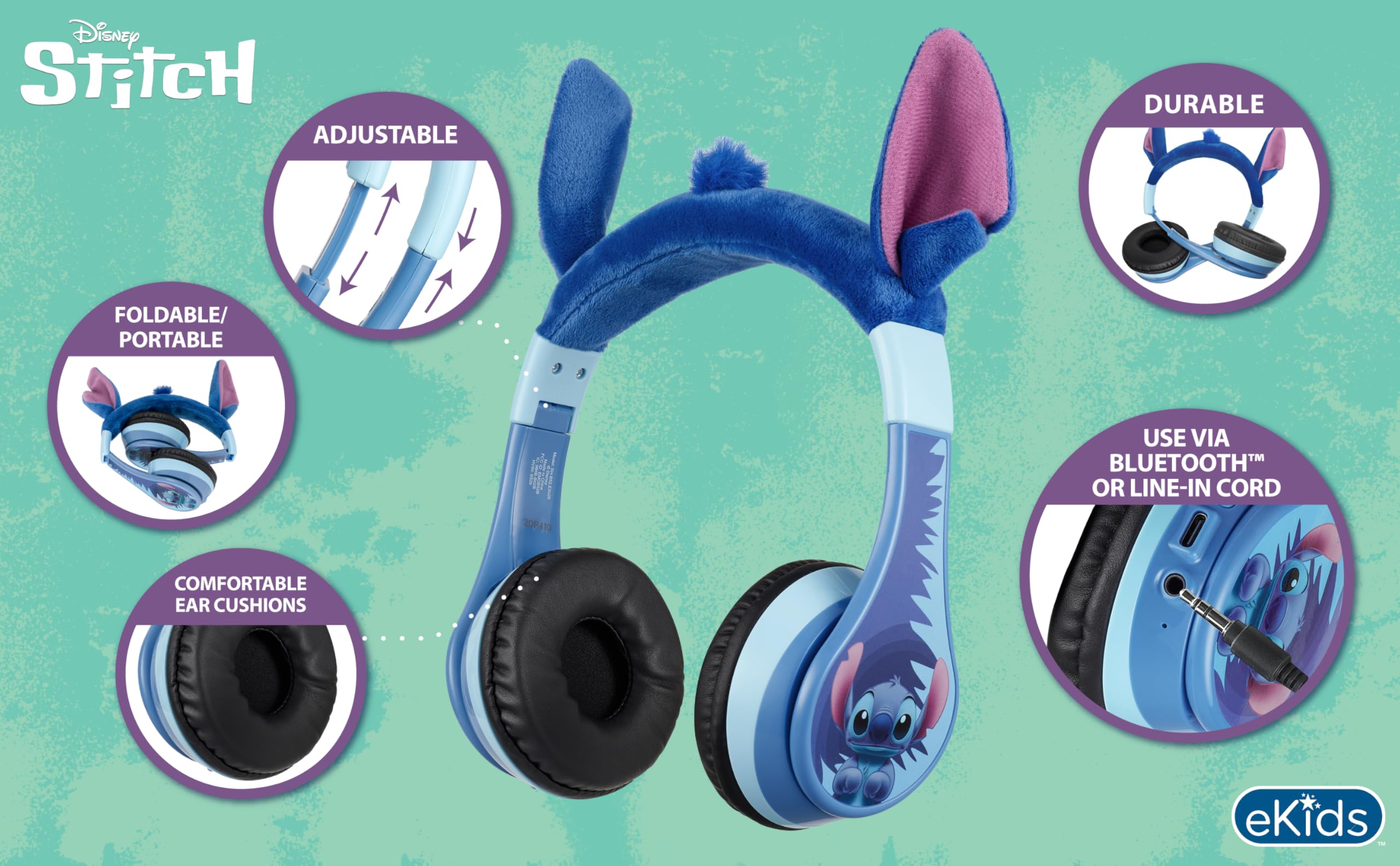 Foto 3 pulgar | Auriculares Bluetooth Ekids Disney Stitch Con Micrófono - Venta Internacional.