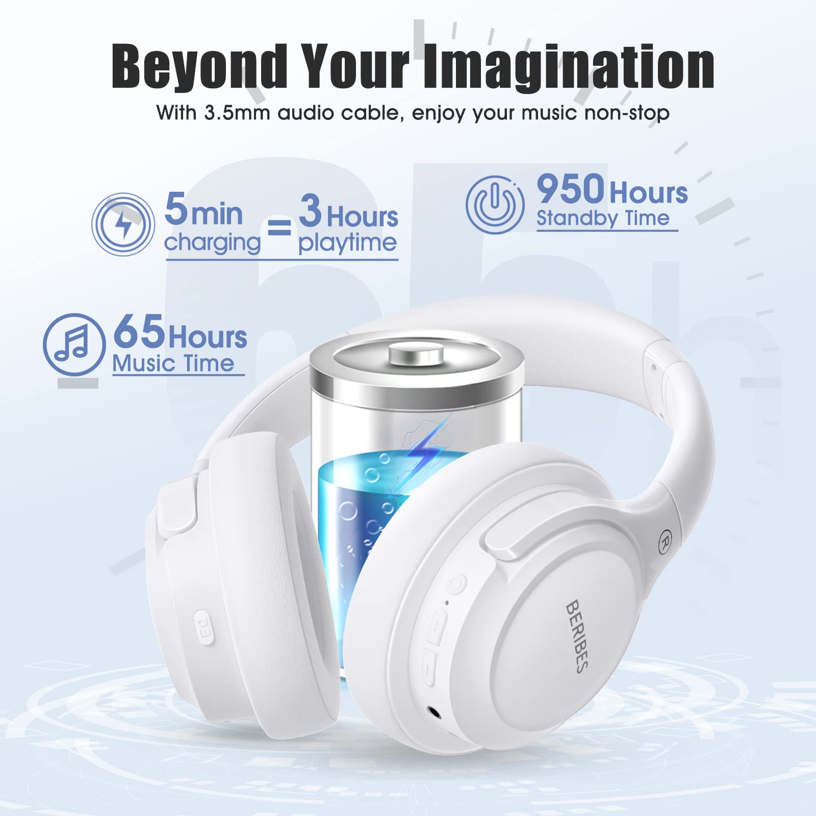 Foto 4 pulgar | Audífonos Inalámbricos Beribes Blancos con Bluetooth-Venta Internacional
