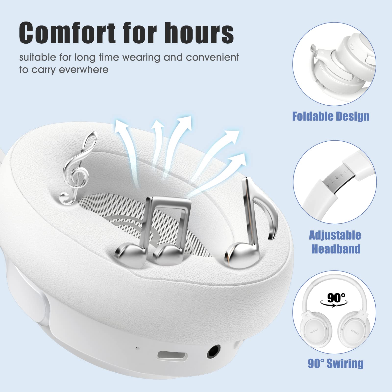 Foto 5 pulgar | Audífonos Inalámbricos Beribes Blancos con Bluetooth-Venta Internacional