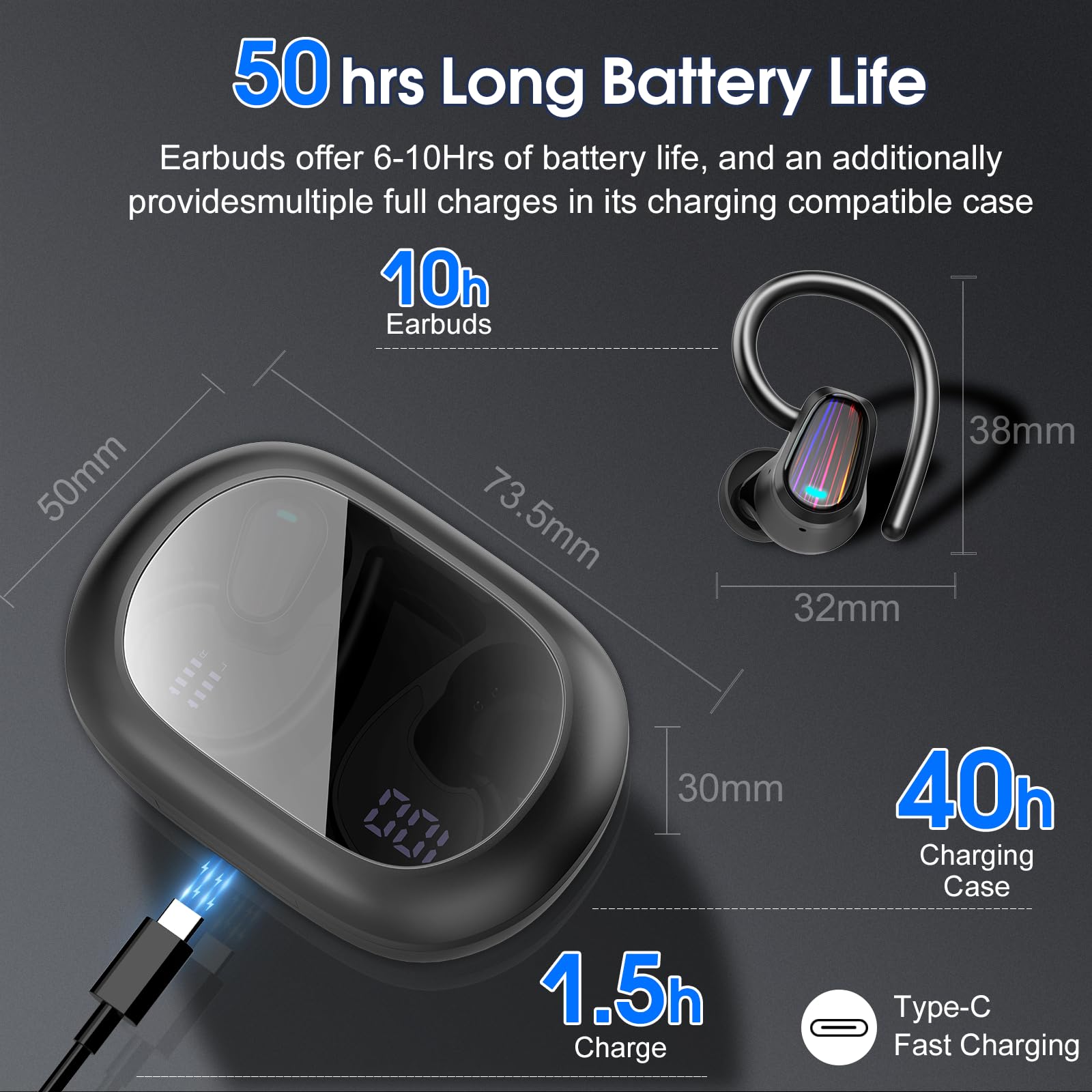 Foto 2 | Auriculares Inalámbricos Oyib Bluetooth 5.4 Sport 50h Negros - Venta Internacional.