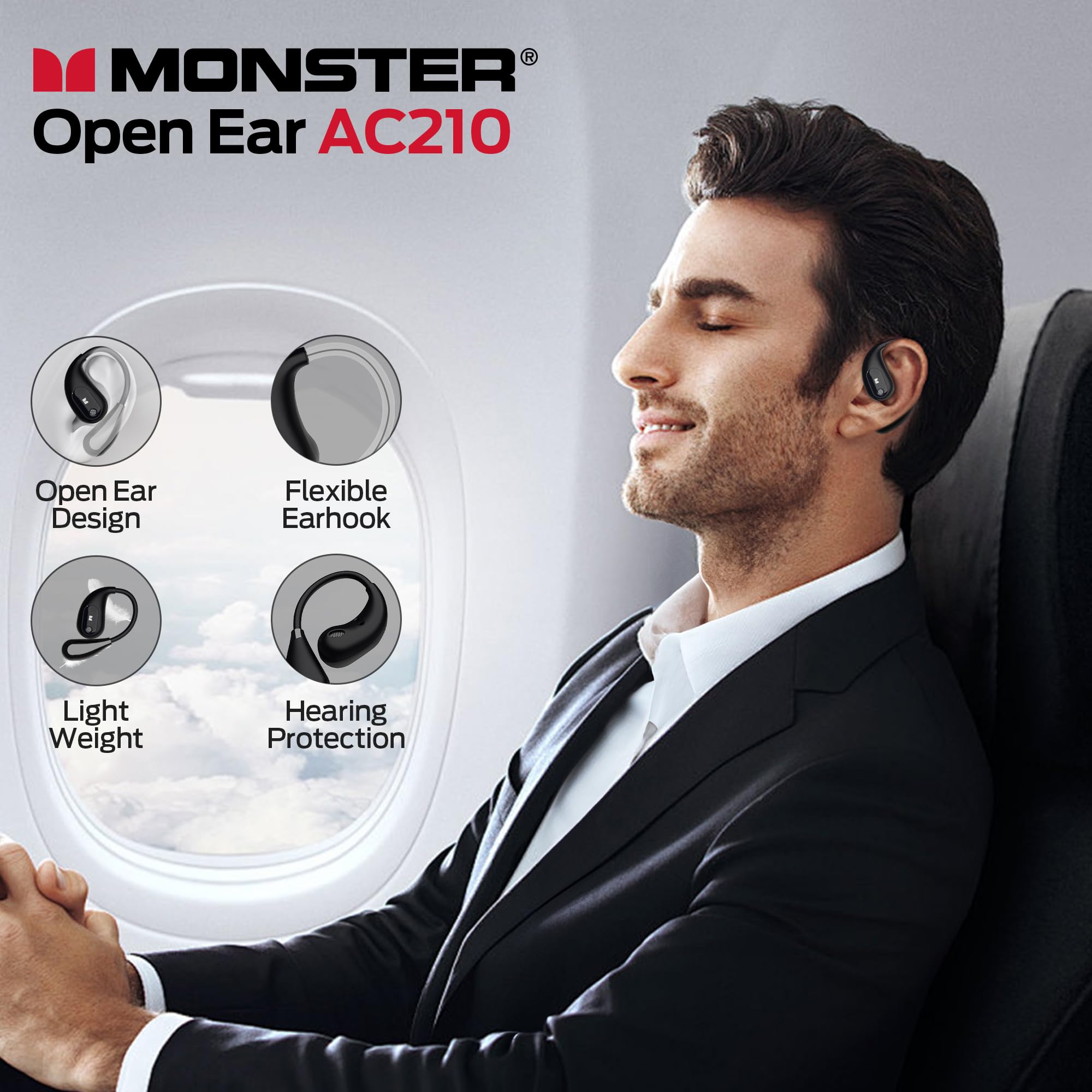 Foto 3 pulgar | Auriculares Open Ear Monster Ac210 Bluetooth 5.4 Negros - Venta Internacional.