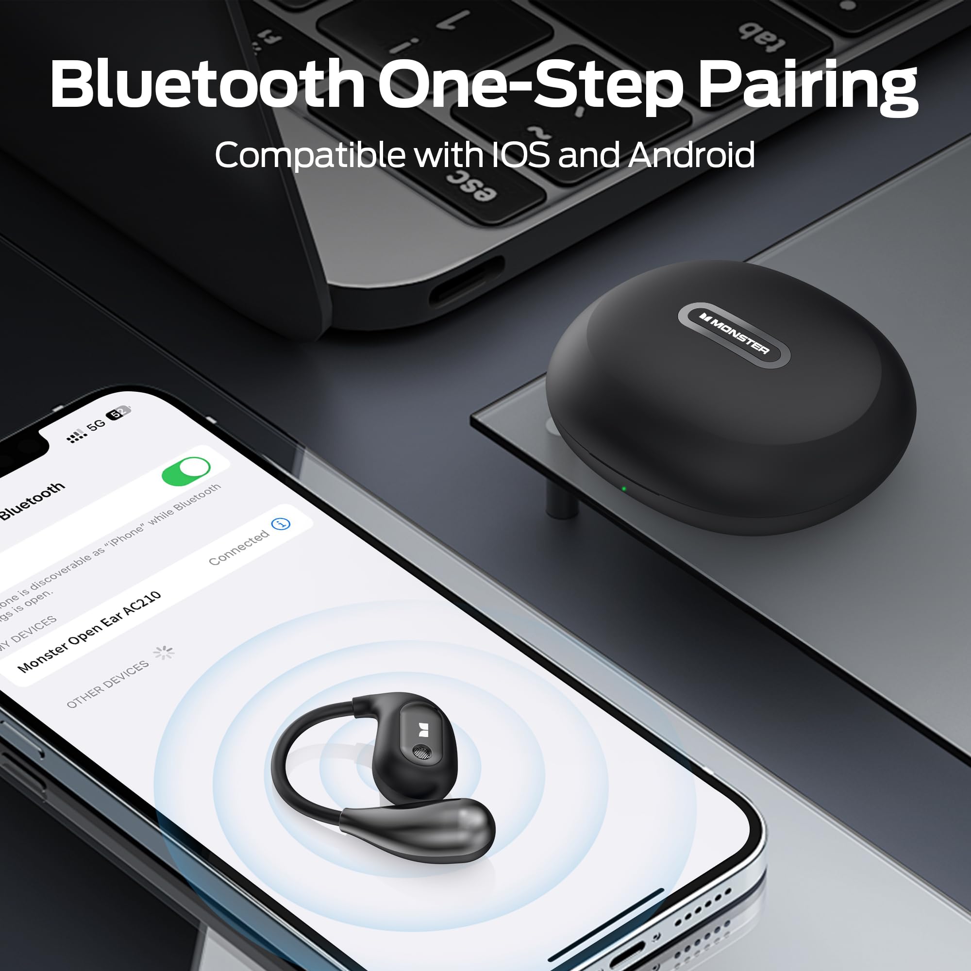 Foto 5 pulgar | Auriculares Open Ear Monster Ac210 Bluetooth 5.4 Negros - Venta Internacional.