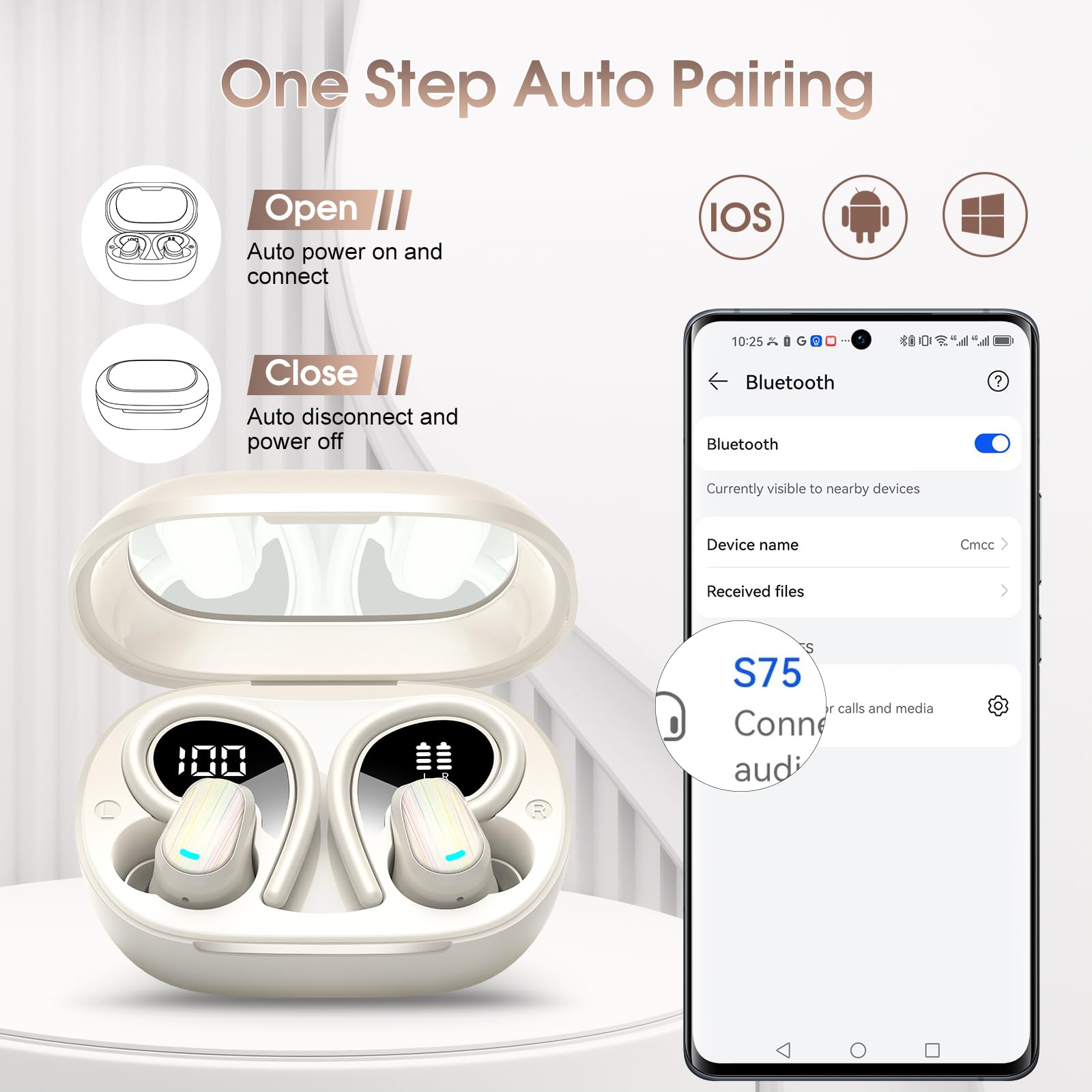Foto 7 pulgar | Auriculares Inalámbricos Oyib Bluetooth 5.4 Sport 50h Blancos - Venta Internacional