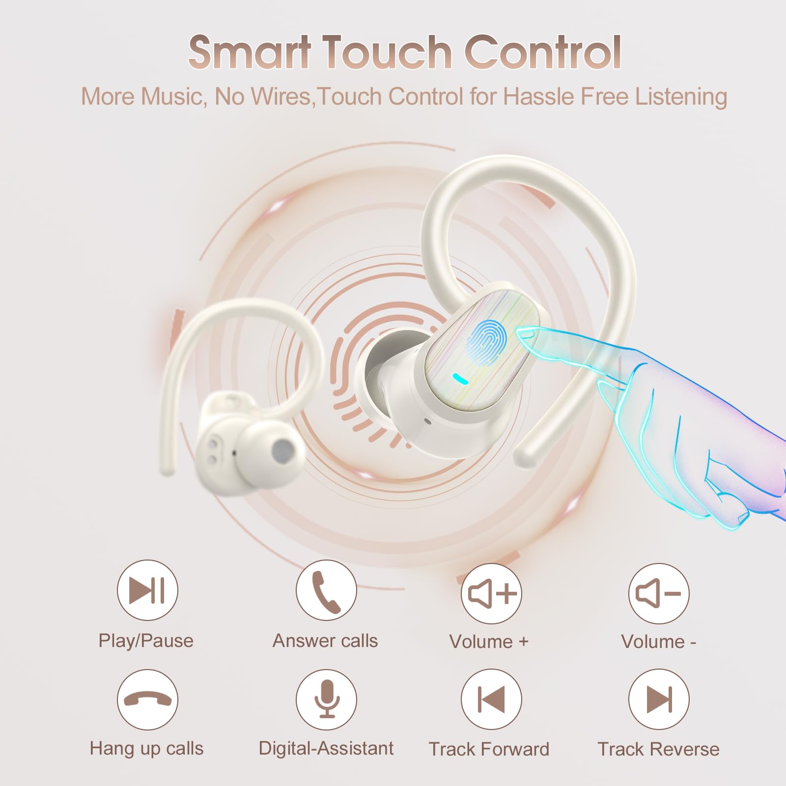 Foto 8 pulgar | Auriculares Inalámbricos Oyib Bluetooth 5.4 Sport 50h Blancos - Venta Internacional