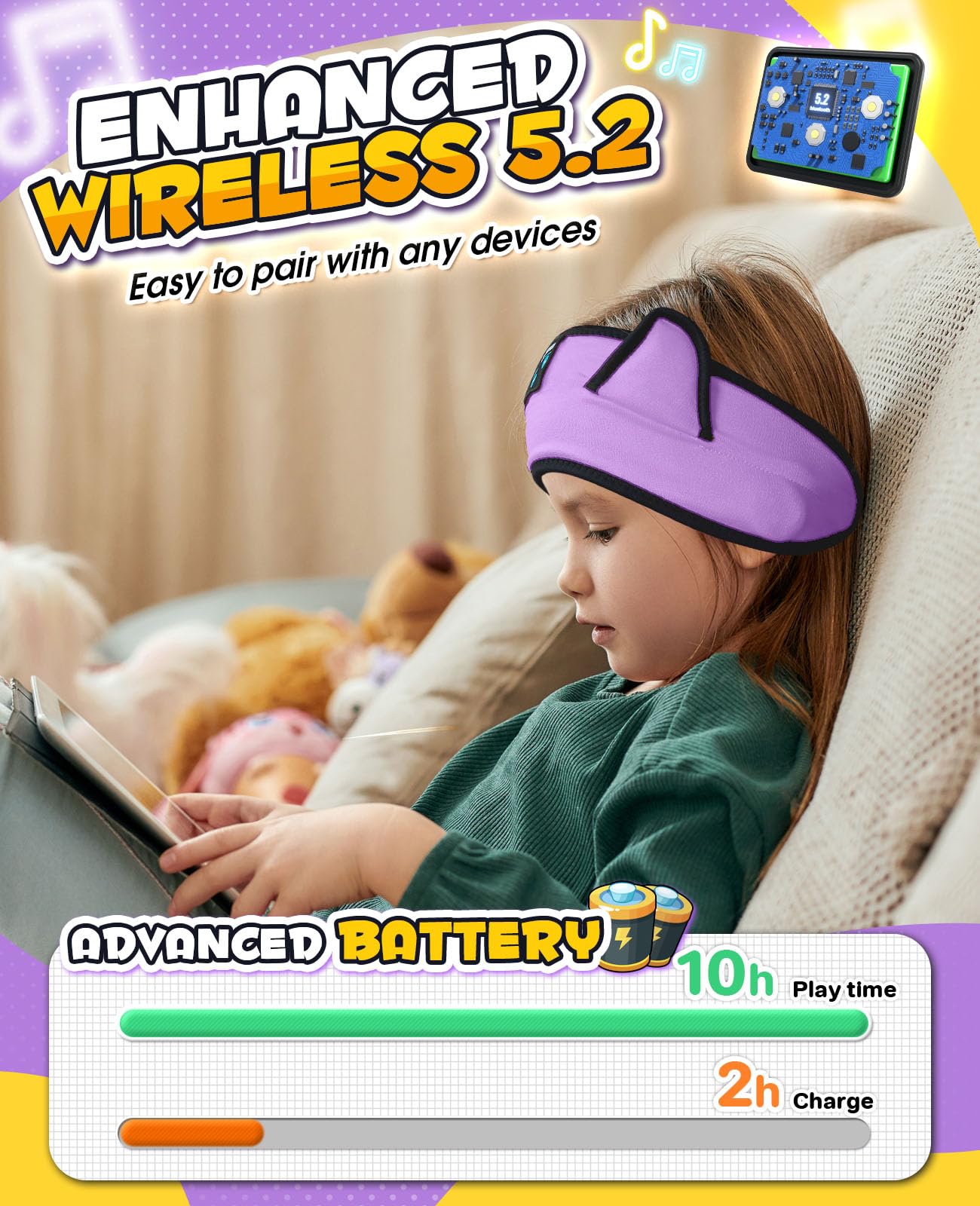 Foto 3 | Auriculares Inalámbricos para Niños con Diadema Boodlab Bluetooth - Venta Internacional