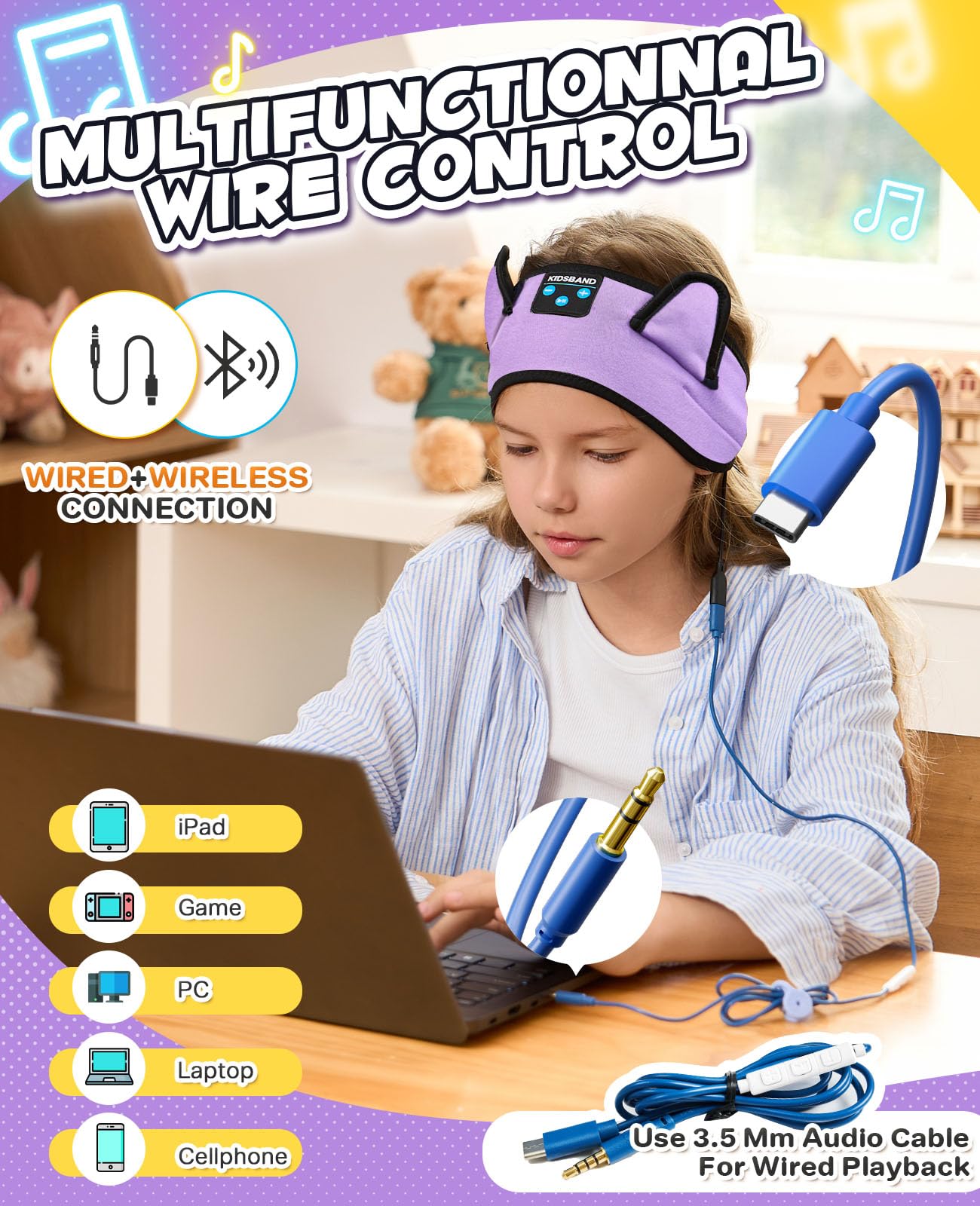 Foto 6 pulgar | Auriculares Inalámbricos para Niños con Diadema Boodlab Bluetooth - Venta Internacional