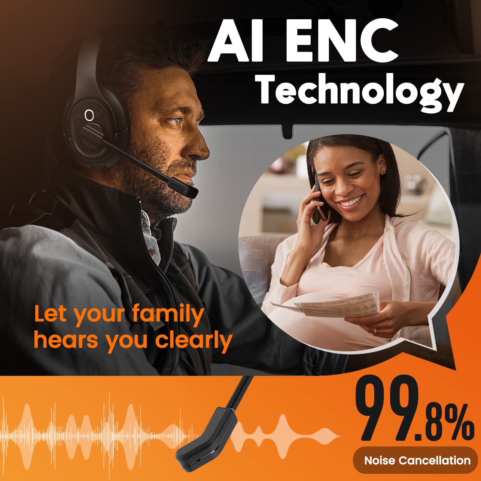 Foto 3 pulgar | Auriculares Bluetooth Eksa Truck Driver Con Micrófono 30h Talk - Venta Internacional.
