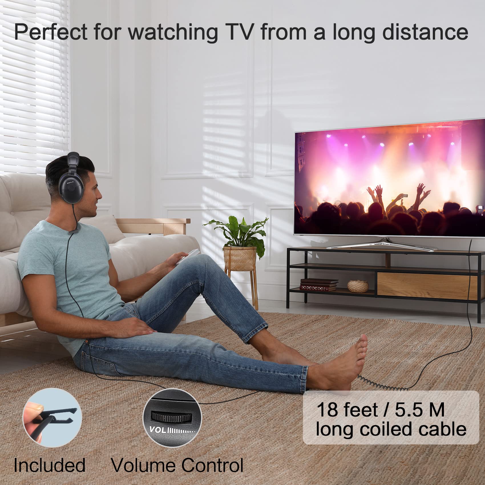 Foto 3 pulgar | Auriculares Simolio con Cable Extralargo para Tv - Venta Internacional