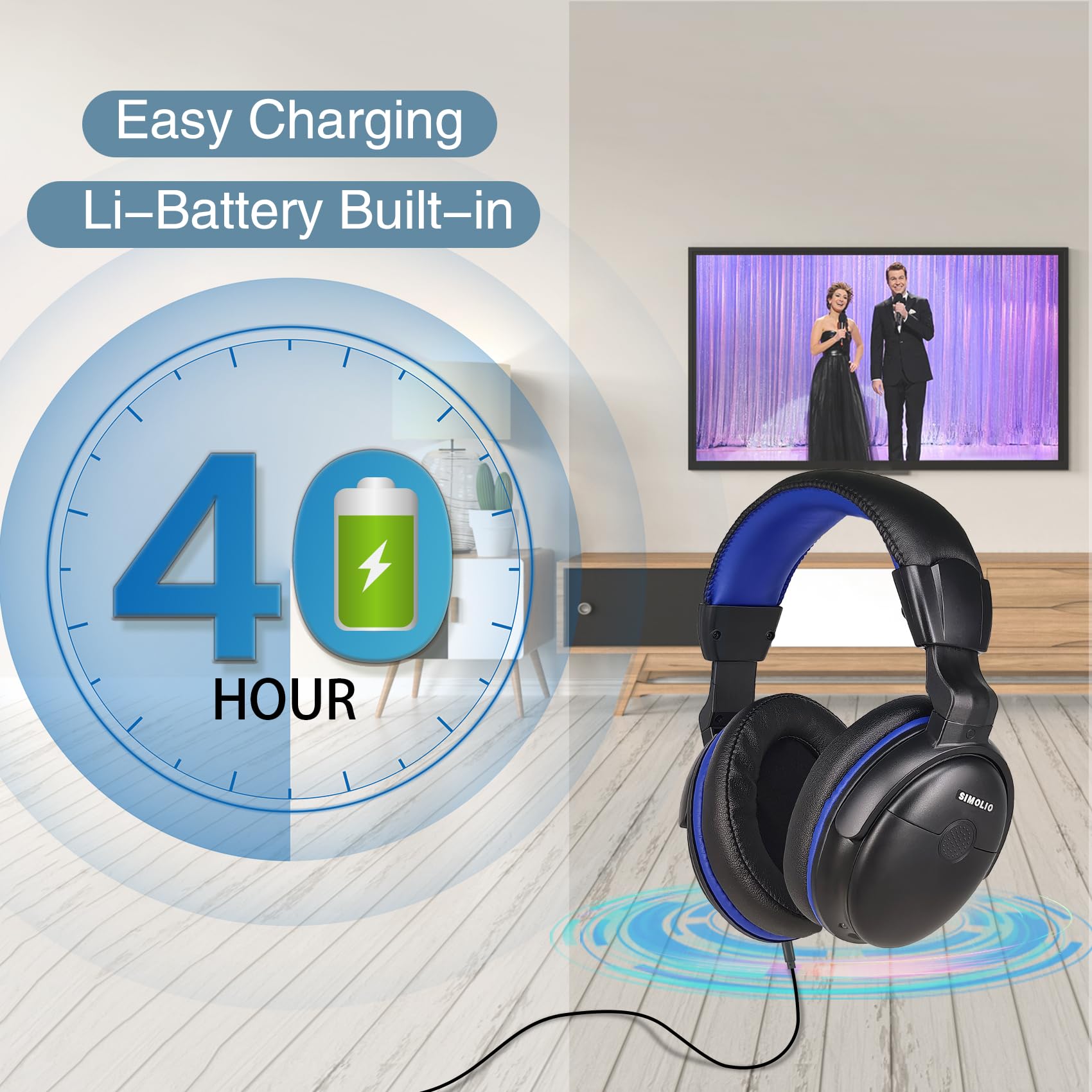 Foto 6 pulgar | Auriculares Simolio con Cable Extralargo para Tv - Venta Internacional