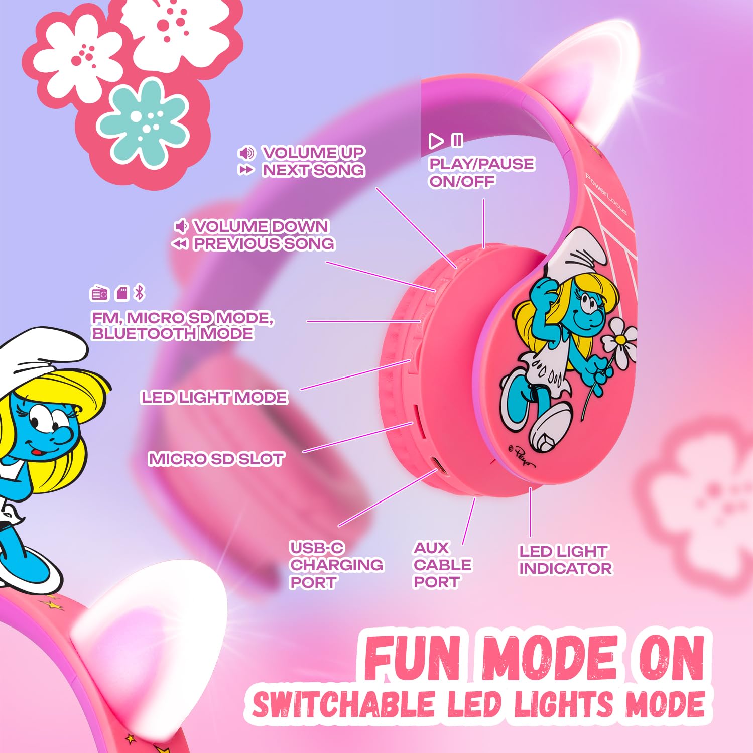Foto 2 | Auriculares Bluetooth Powerlocus Para Niños Con Micrófono - Venta Internacional.
