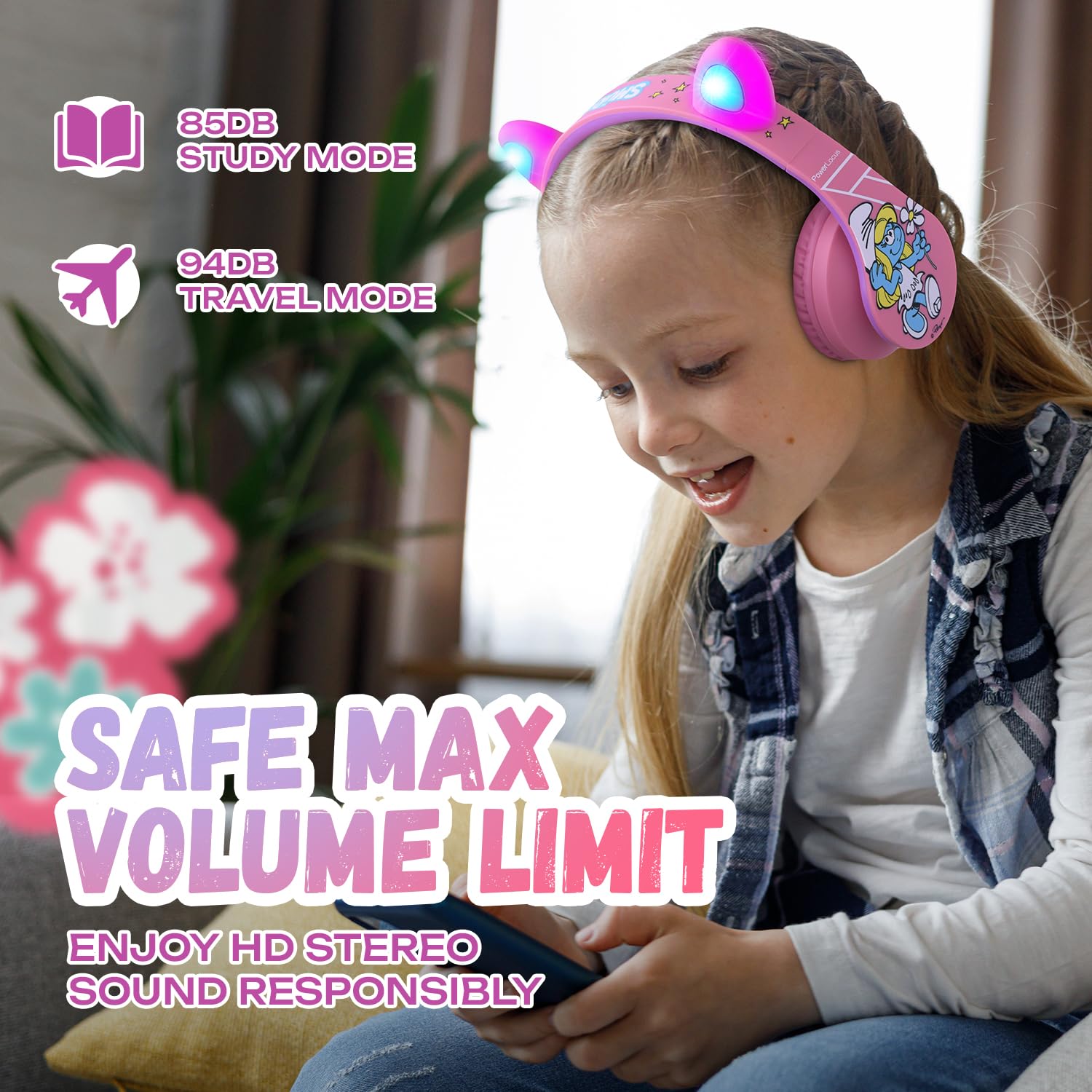 Foto 3 | Auriculares Bluetooth Powerlocus Para Niños Con Micrófono - Venta Internacional.