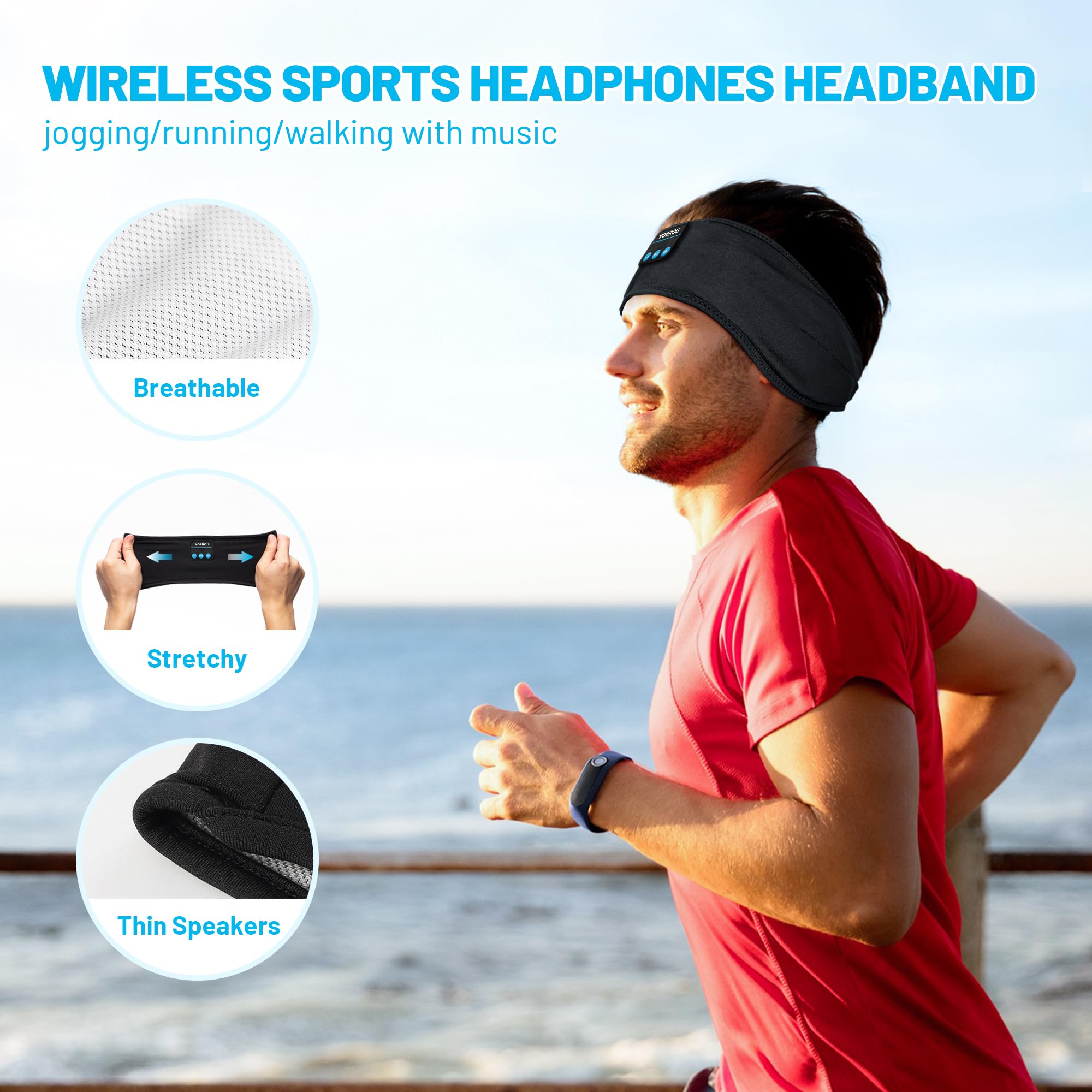 Foto 4 pulgar | Diadema con Auriculares Bluetooth Ajustable para Dormir Voerou - Venta Internacional