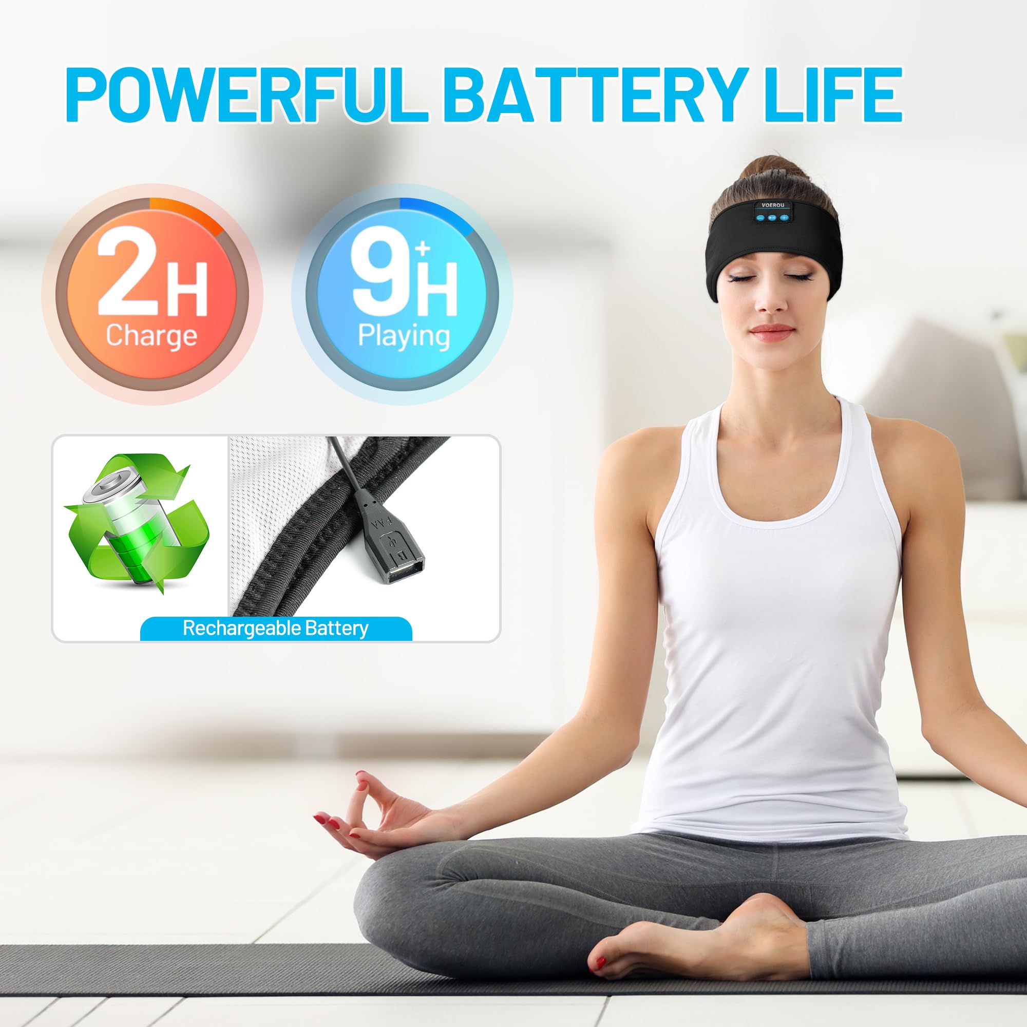 Foto 6 pulgar | Diadema con Auriculares Bluetooth Ajustable para Dormir Voerou - Venta Internacional