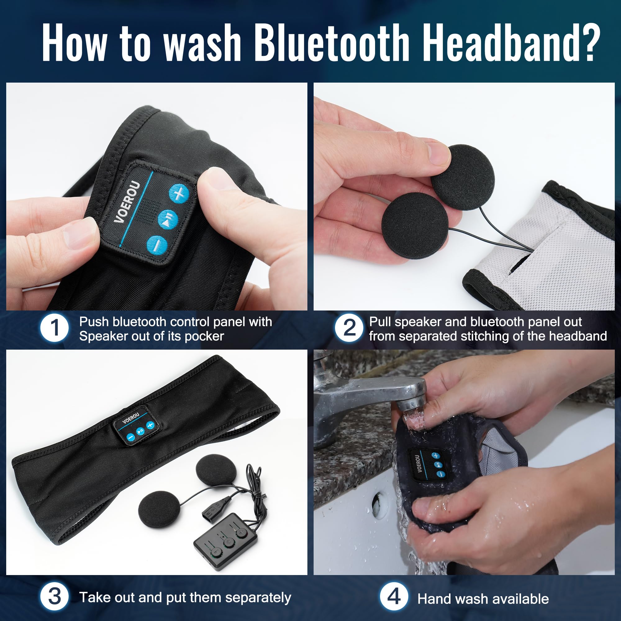 Foto 6 | Diadema con Auriculares Bluetooth Ajustable para Dormir Voerou - Venta Internacional