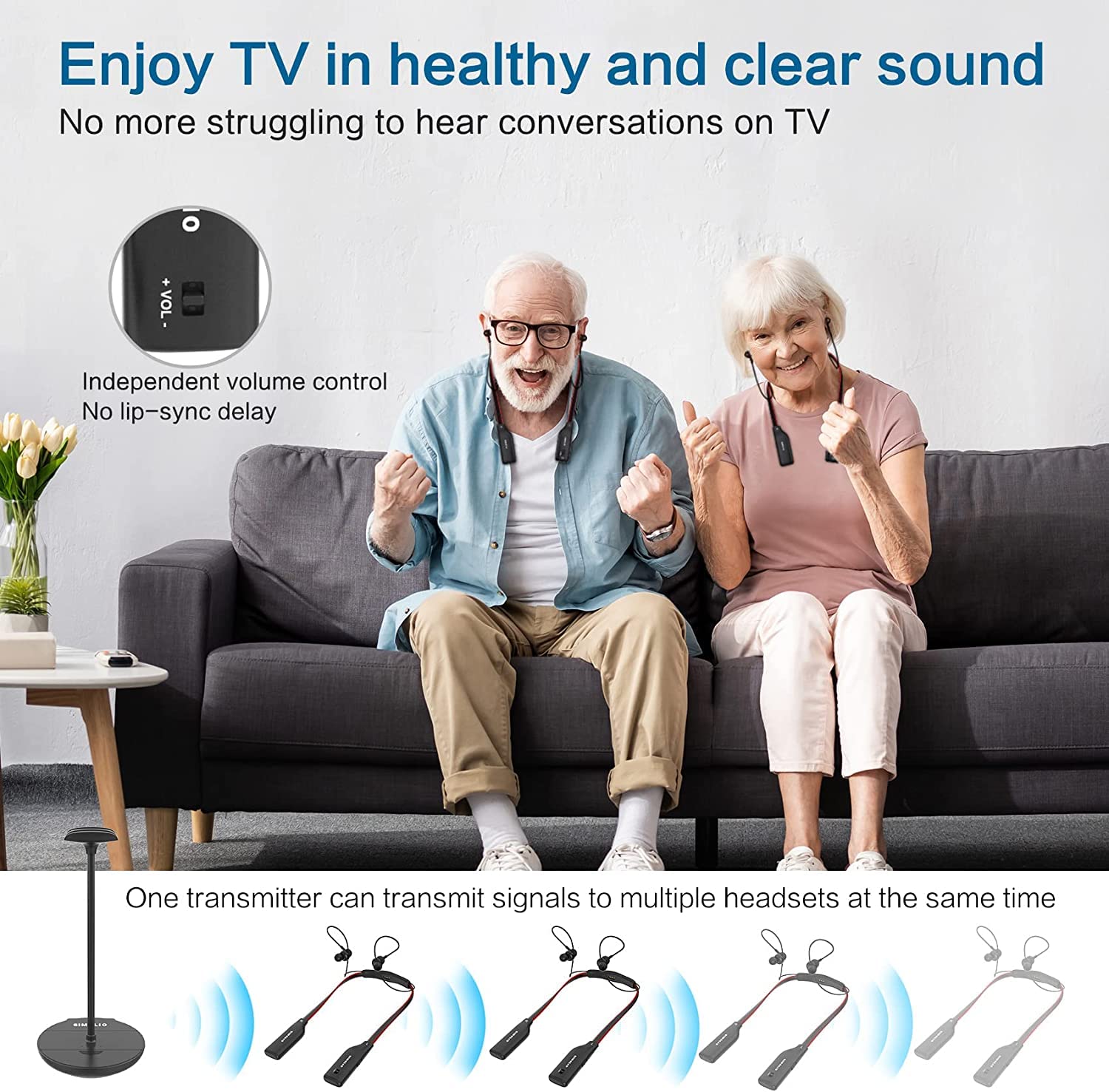Foto 3 pulgar | Auriculares Inalámbricos Simolio Dual para Tv con Transmisor/soporte - Venta Internacional