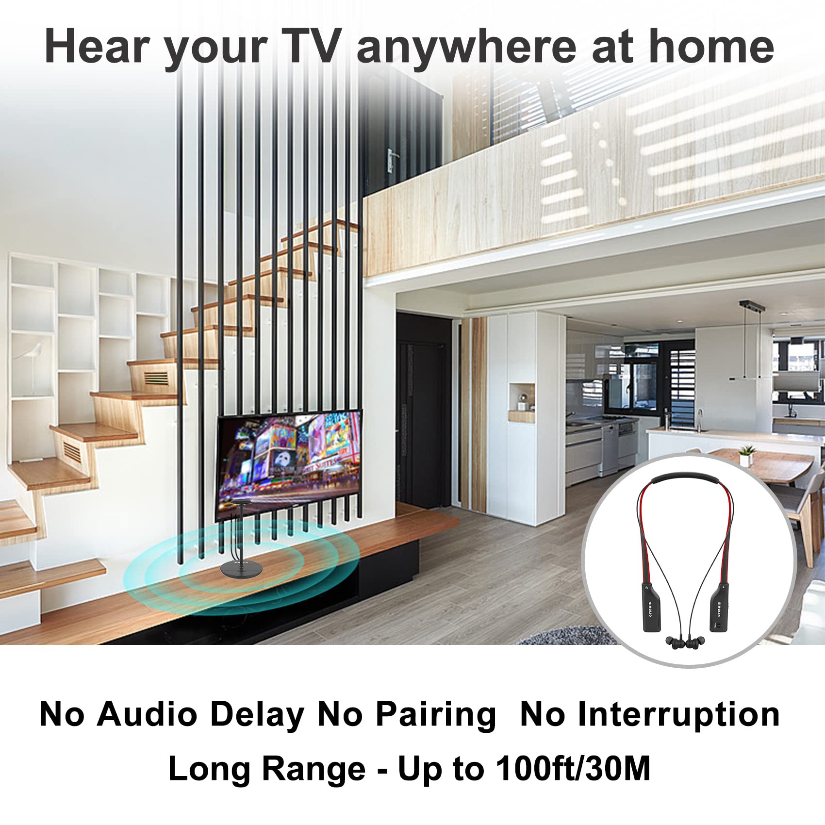 Foto 6 pulgar | Auriculares Inalámbricos Simolio Dual para Tv con Transmisor/soporte - Venta Internacional