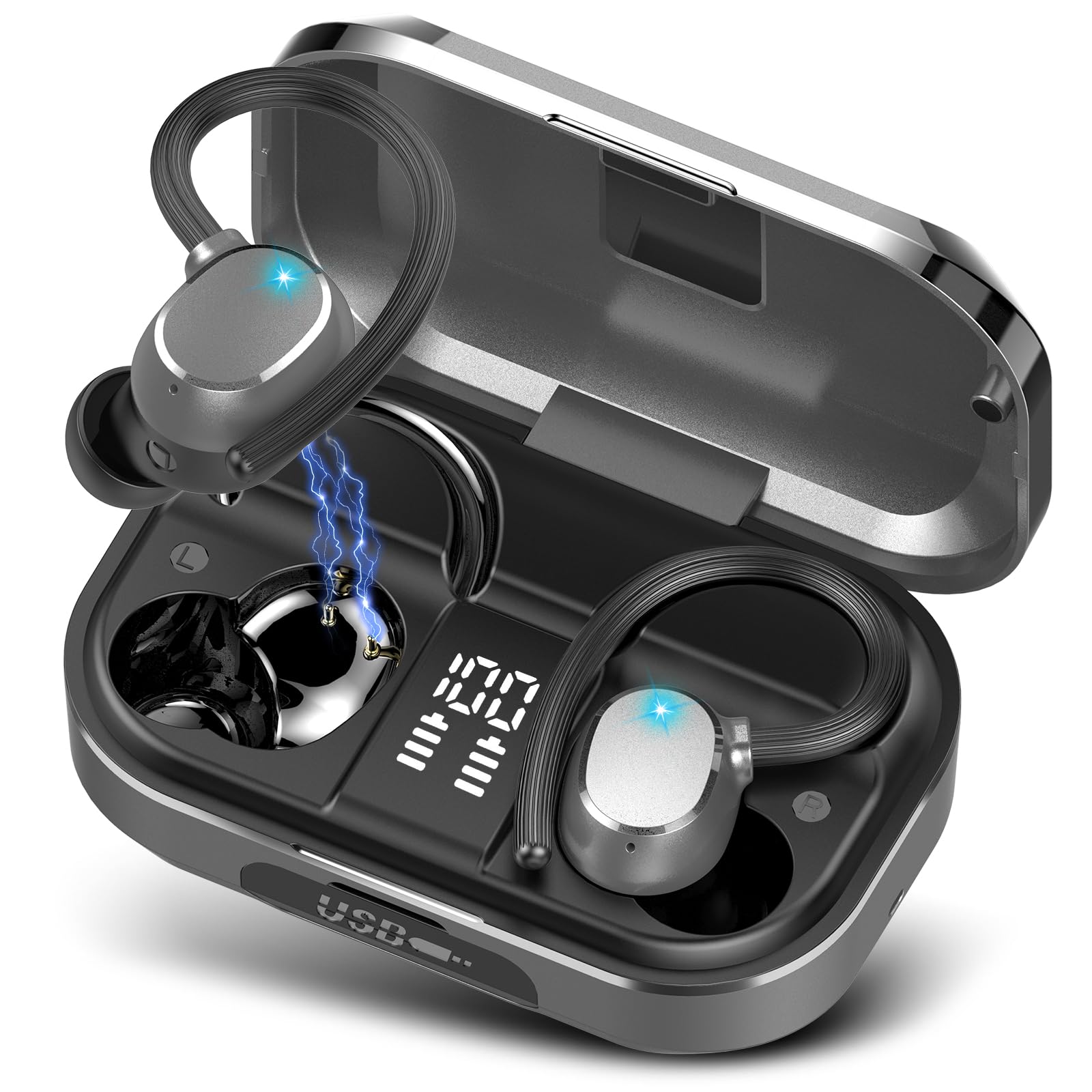 Auriculares Inalámbricos Pomuic 120h Playtime Bluetooth 5.3 Ipx7 Gris - Venta Internacional