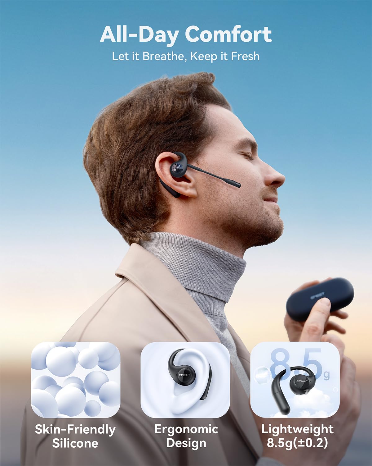 Foto 5 pulgar | Auriculares Abiertos Emeet Airflow Bluetooth 5.3 Con Micrófono - Venta Internacional.
