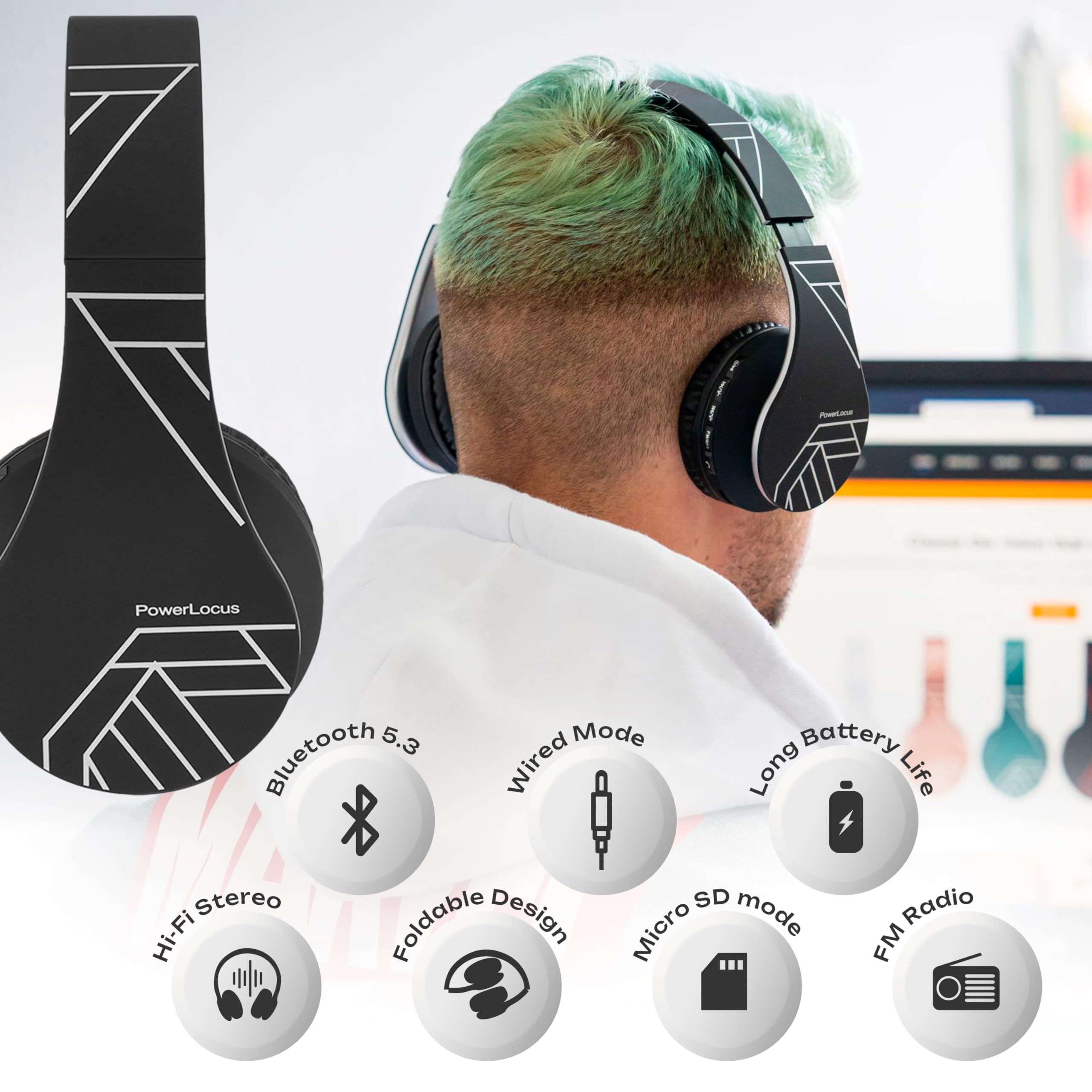 Foto 8 pulgar | Auriculares Powerlocus Inalámbricos Bluetooth Estéreo Para Colocar Sobre Las Orejas - Venta Internacional.