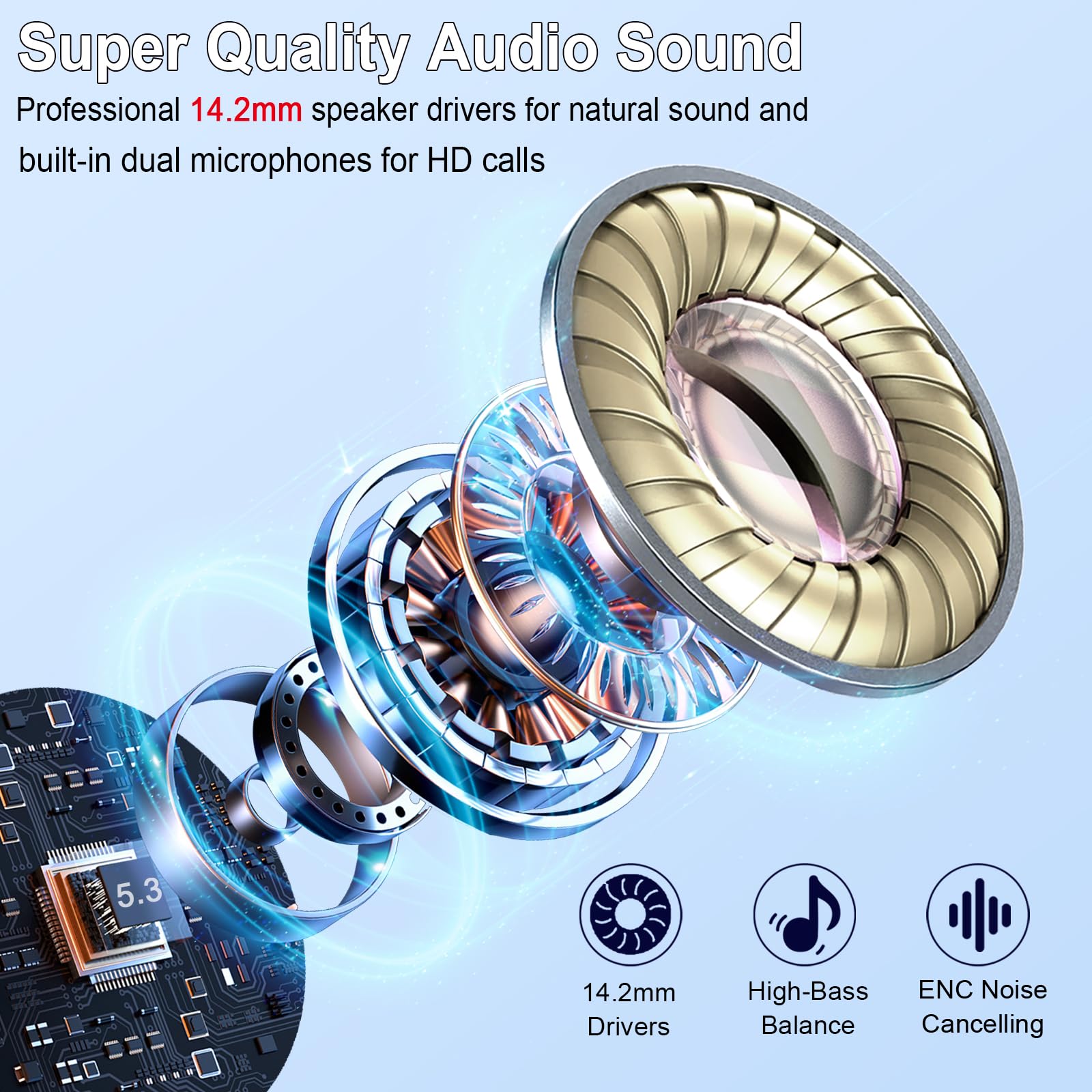 Foto 3 | Auriculares Inalámbricos Rinsmola Md053 Bluetooth 5.3 Hi-fi Stereo Ip7 - Venta Internacional