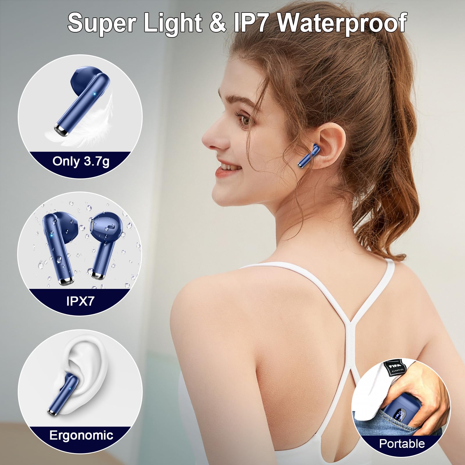 Foto 7 pulgar | Auriculares Inalámbricos Rinsmola Md053 Bluetooth 5.3 Hi-fi Stereo Ip7 - Venta Internacional