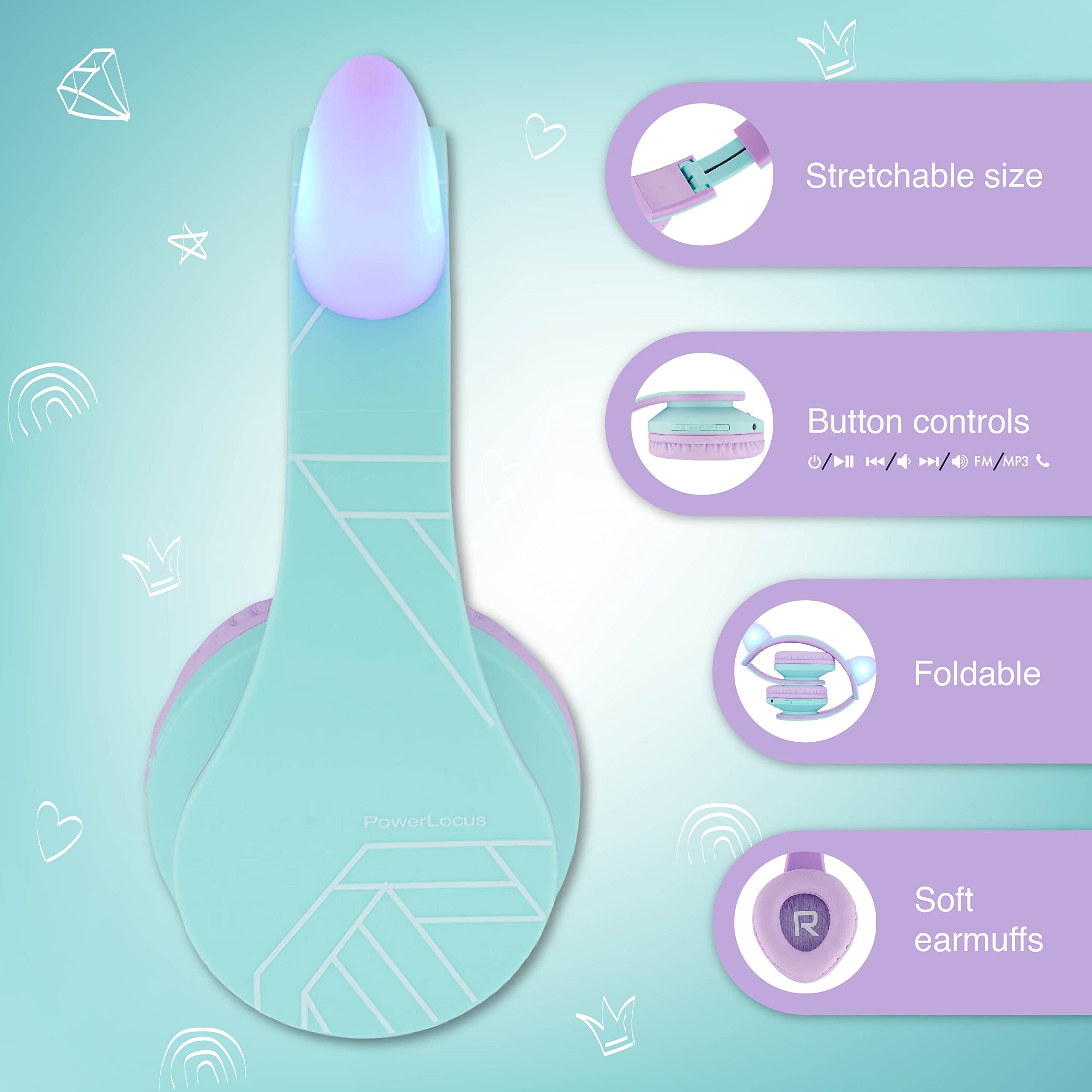 Foto 4 pulgar | Auriculares Powerlocus Para Niños Con Bluetooth 5.0 85db - Venta Internacional.