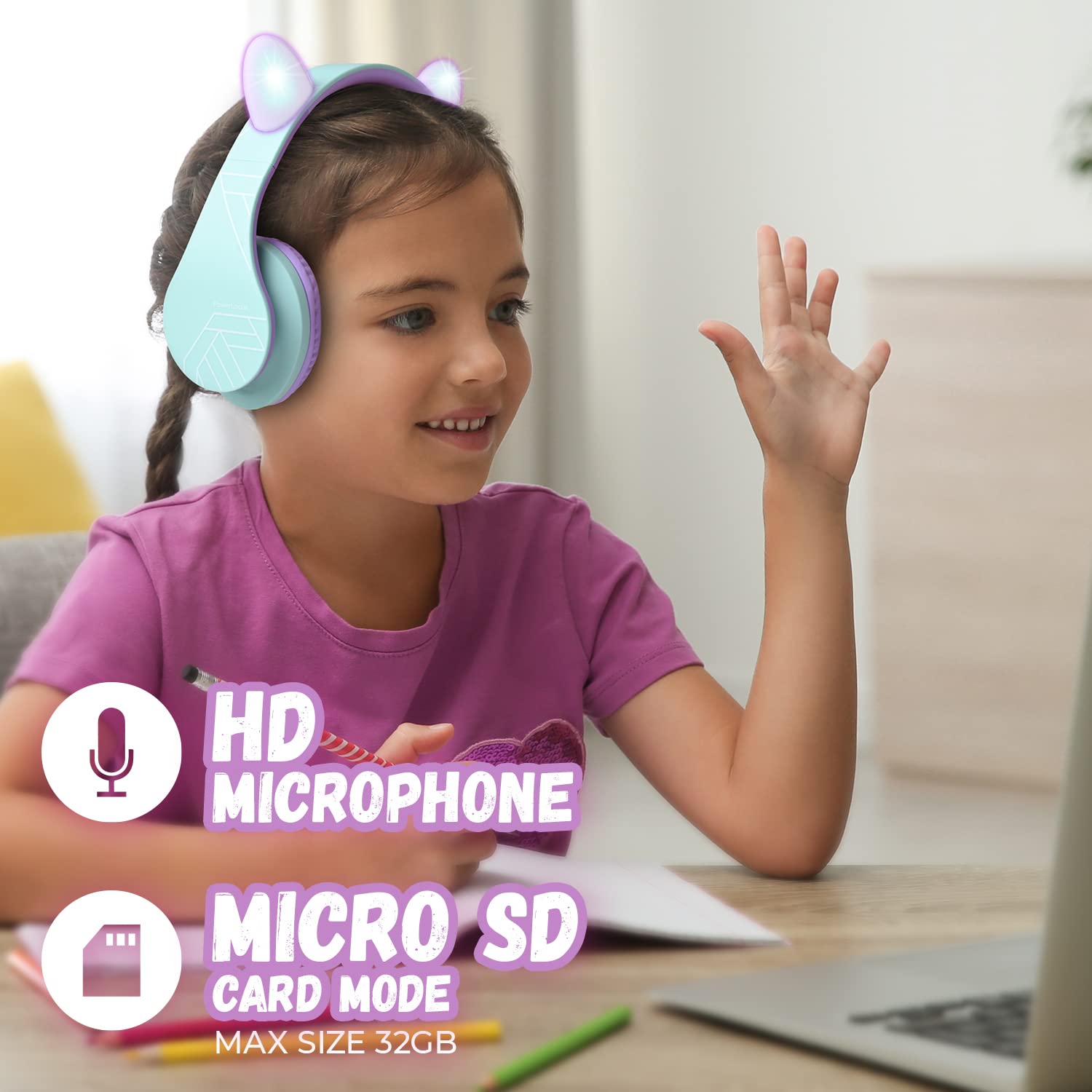 Foto 7 | Auriculares Powerlocus Para Niños Con Bluetooth 5.0 85db - Venta Internacional.