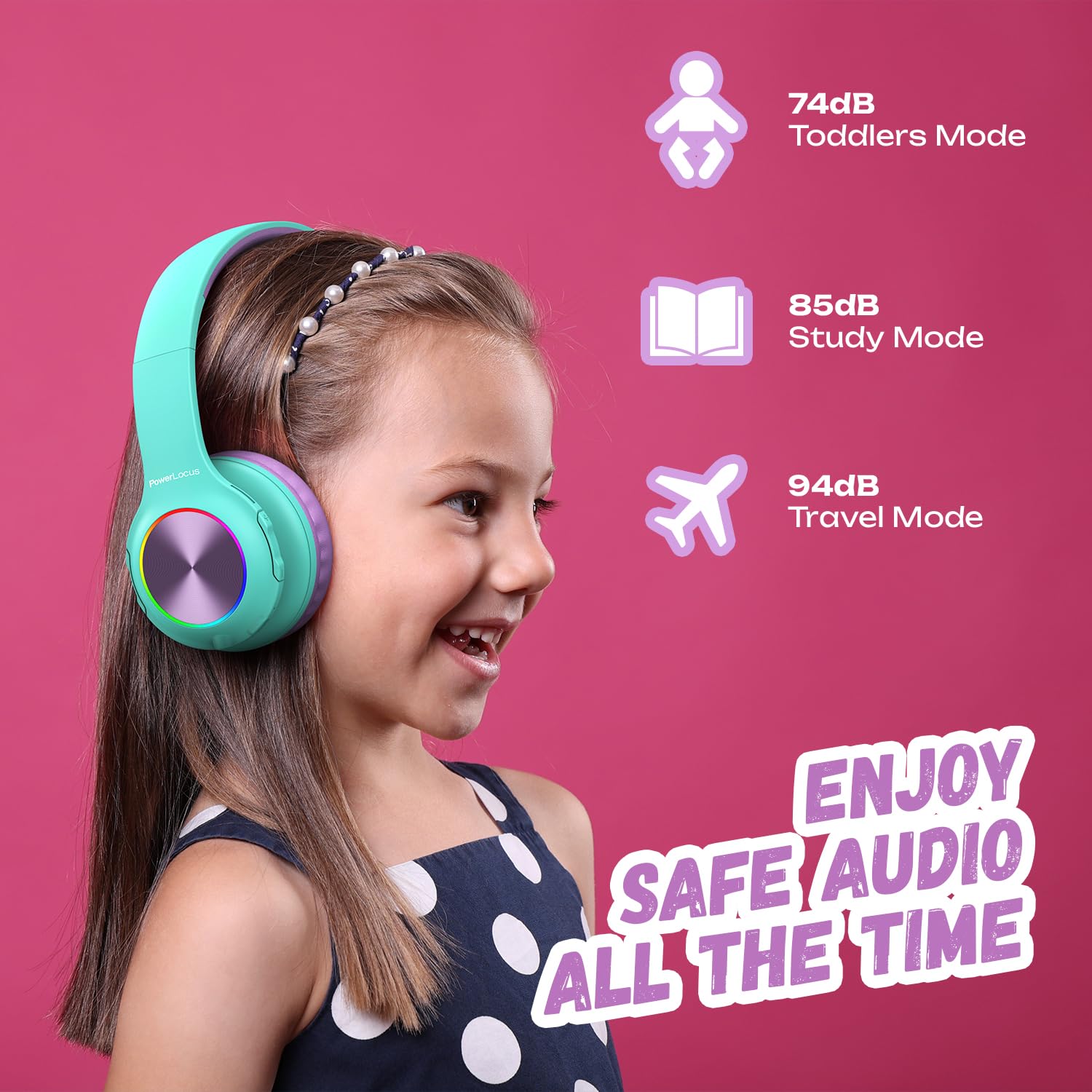 Foto 3 pulgar | Auriculares Bluetooth Powerlocus Led Para Niños Con Luces Led - Venta Internacional.