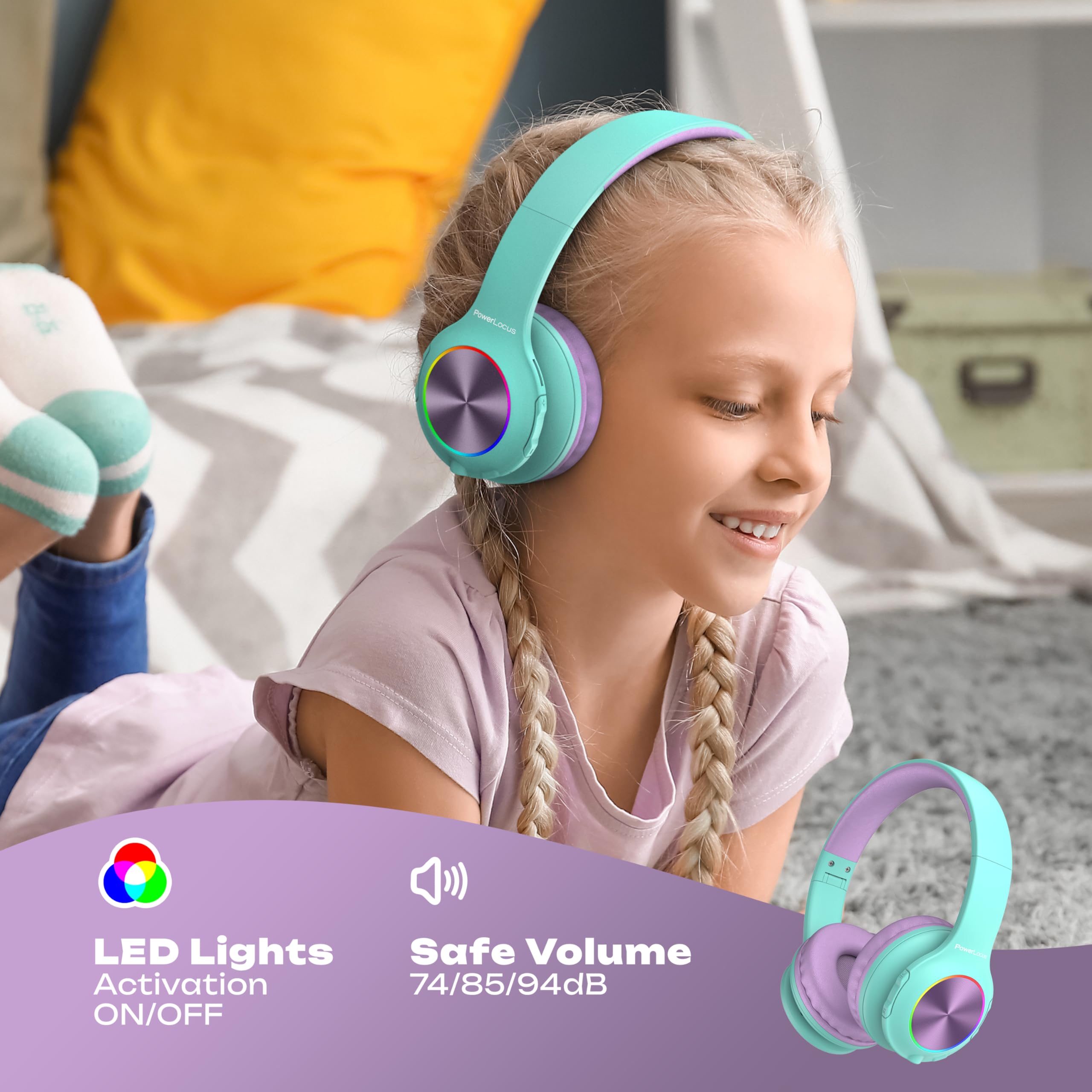 Foto 4 pulgar | Auriculares Bluetooth Powerlocus Led Para Niños Con Luces Led - Venta Internacional.