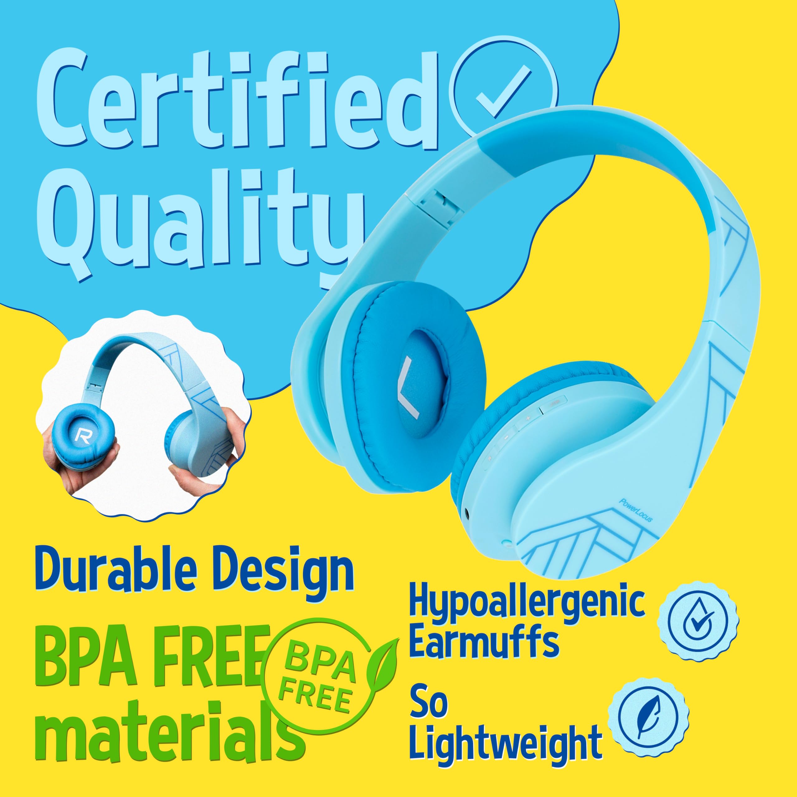 Foto 4 pulgar | Auriculares Powerlocus P2 Para Niños, Supraaurales, Bluetooth 5.0, 85 Db - Venta Internacional.