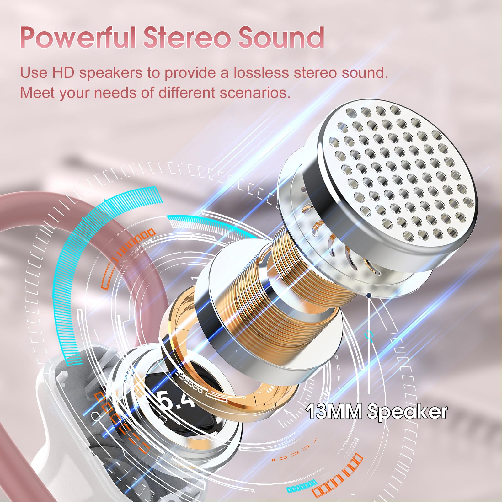 Foto 4 pulgar | Auriculares Inalámbricos Oyib Bluetooth 5.4 Headphones Sport 50h Rose - Venta Internacional