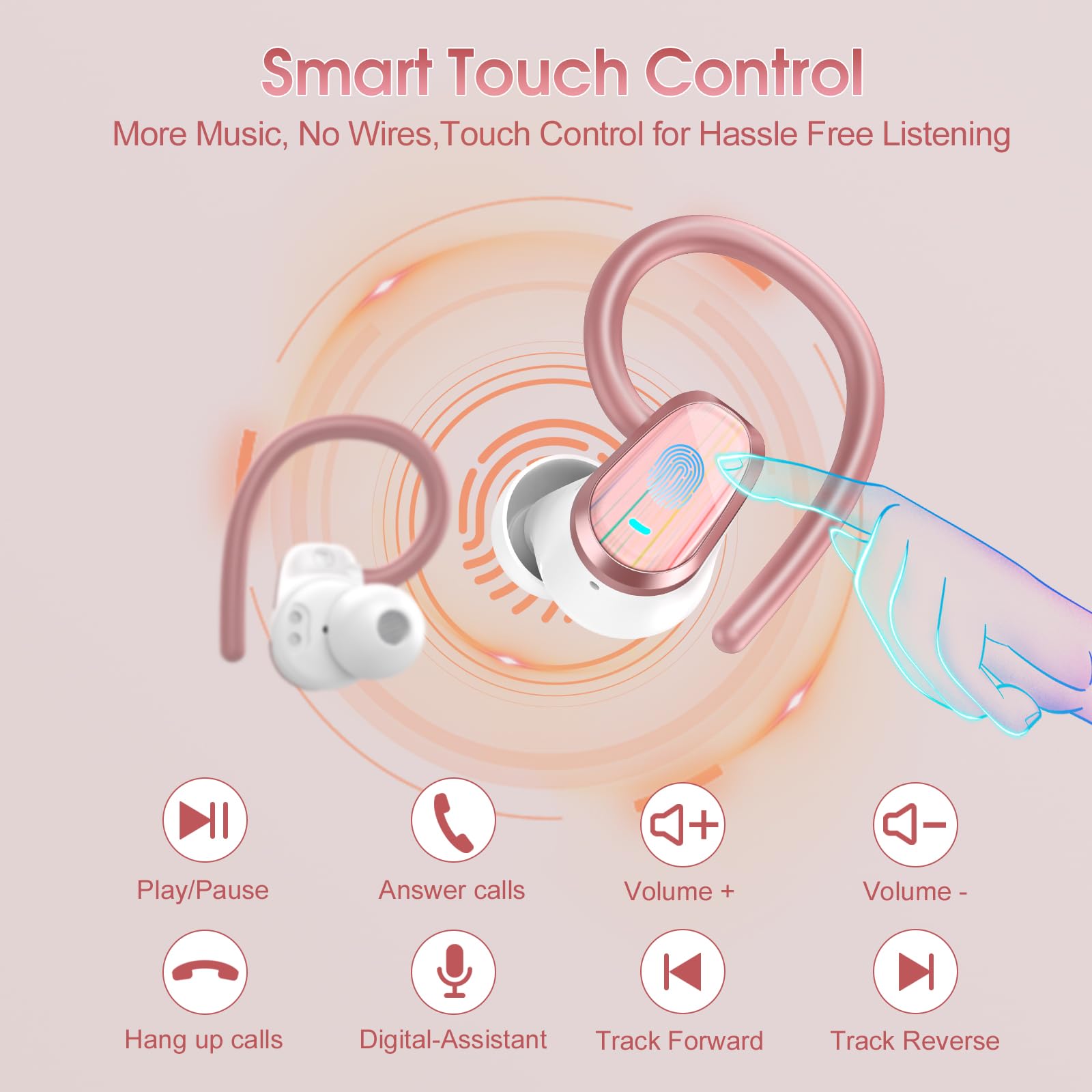 Foto 8 pulgar | Auriculares Inalámbricos Oyib Bluetooth 5.4 Headphones Sport 50h Rose - Venta Internacional