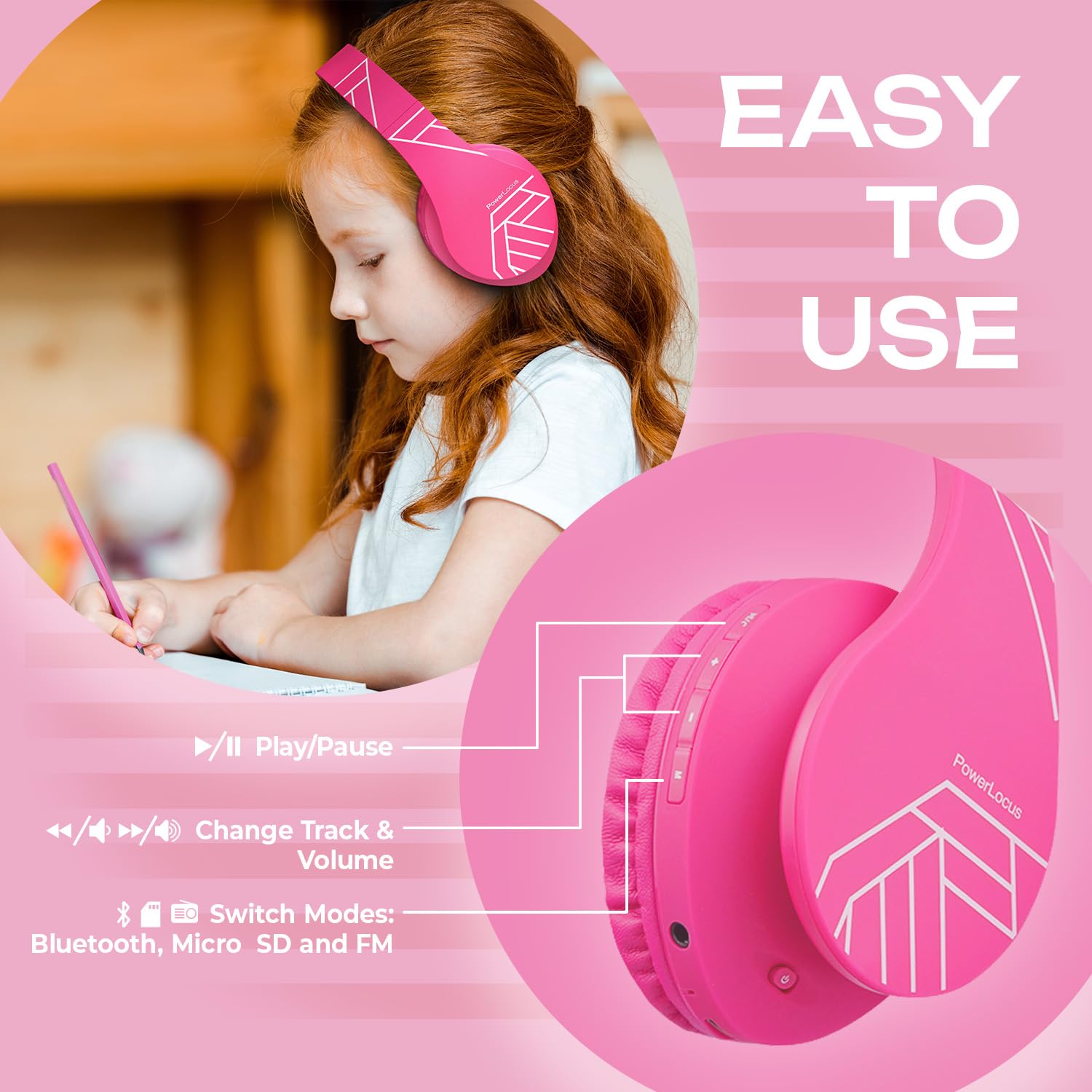 Foto 5 | Auriculares Inalámbricos Powerlocus P2 Bluetooth Para Niños Con Micrófono De 85 Db - Venta Internacional.