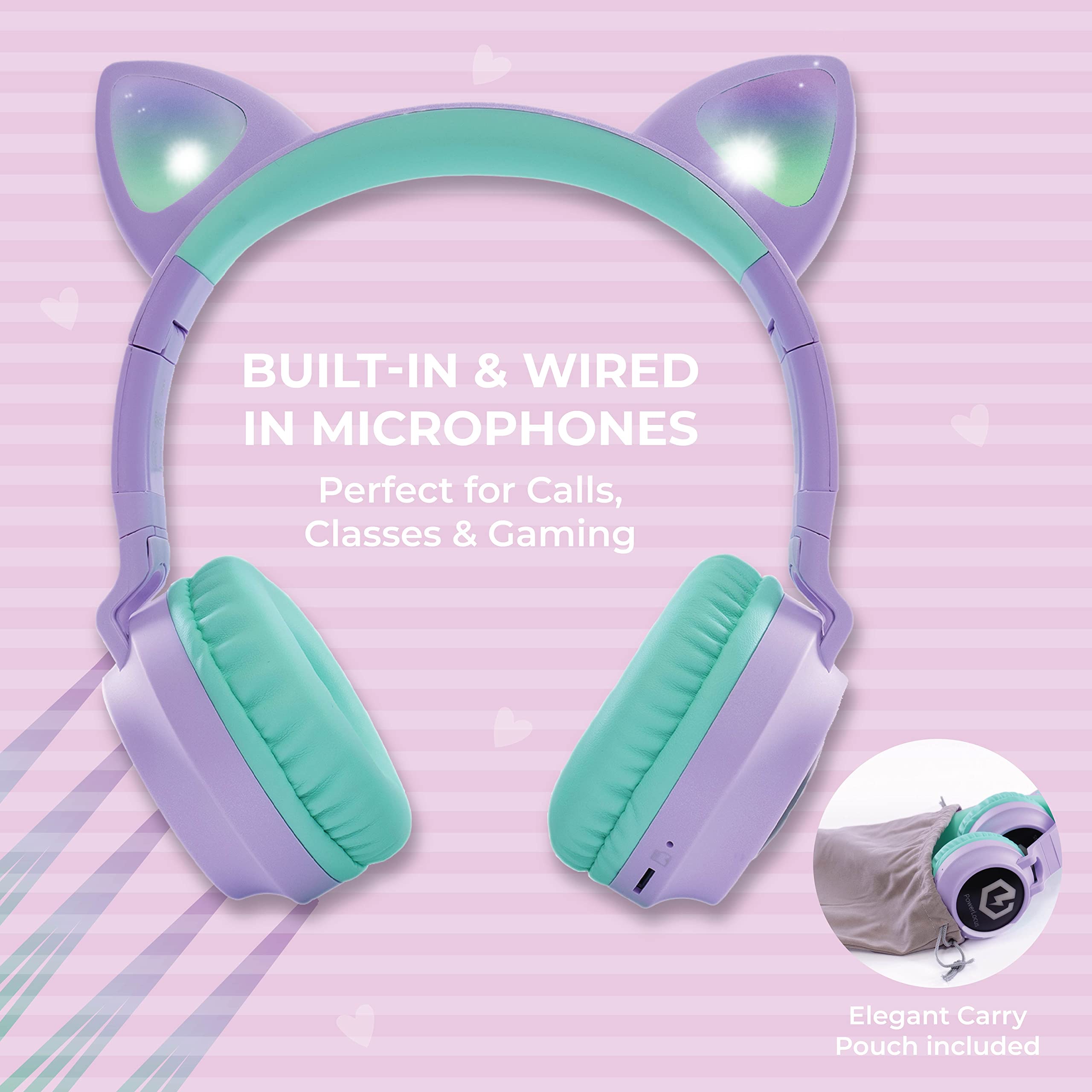 Foto 7 pulgar | Auriculares Inalámbricos Powerlocus Kids Cat Ear Led Bluetooth 5.3 - Venta Internacional.
