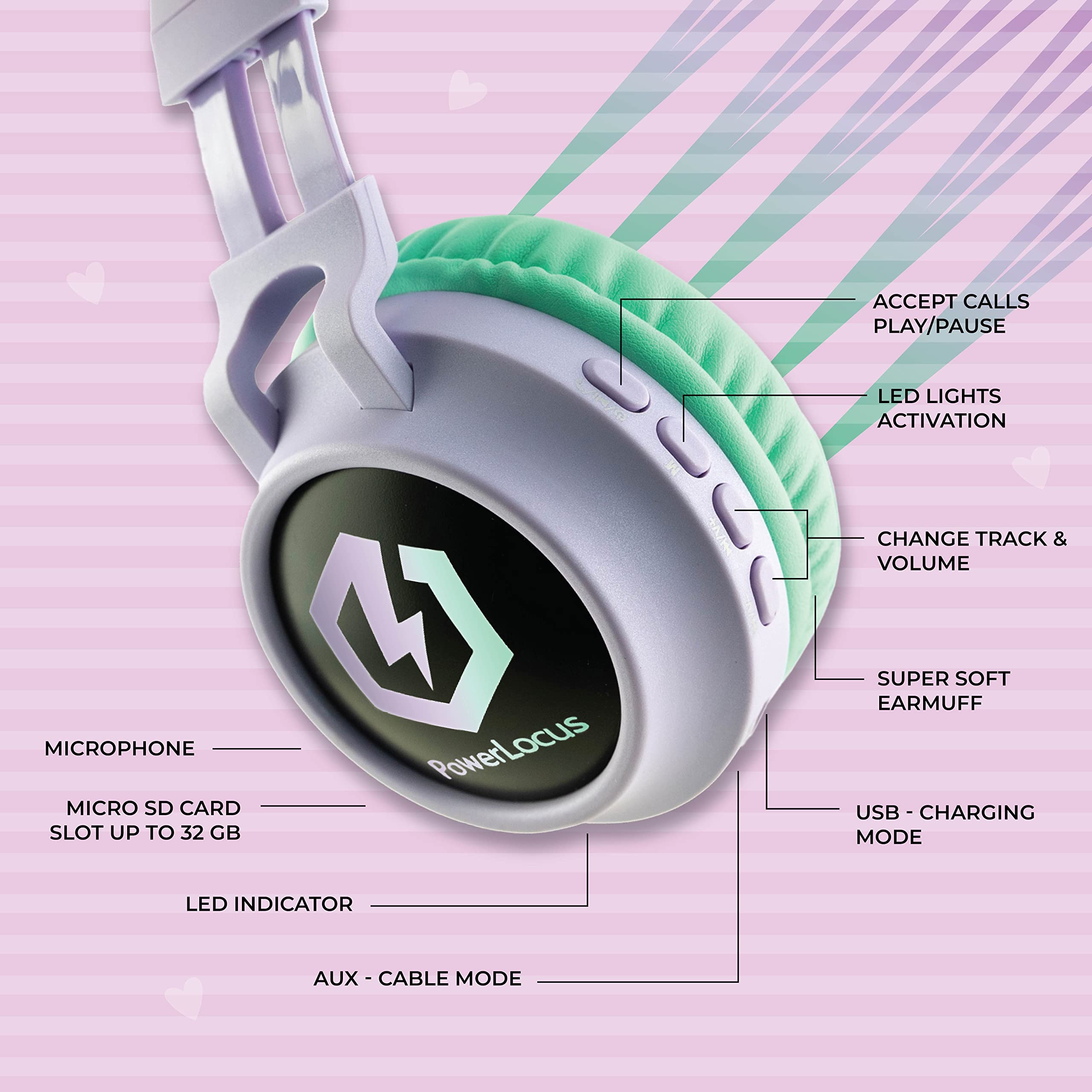 Foto 8 pulgar | Auriculares Inalámbricos Powerlocus Kids Cat Ear Led Bluetooth 5.3 - Venta Internacional.