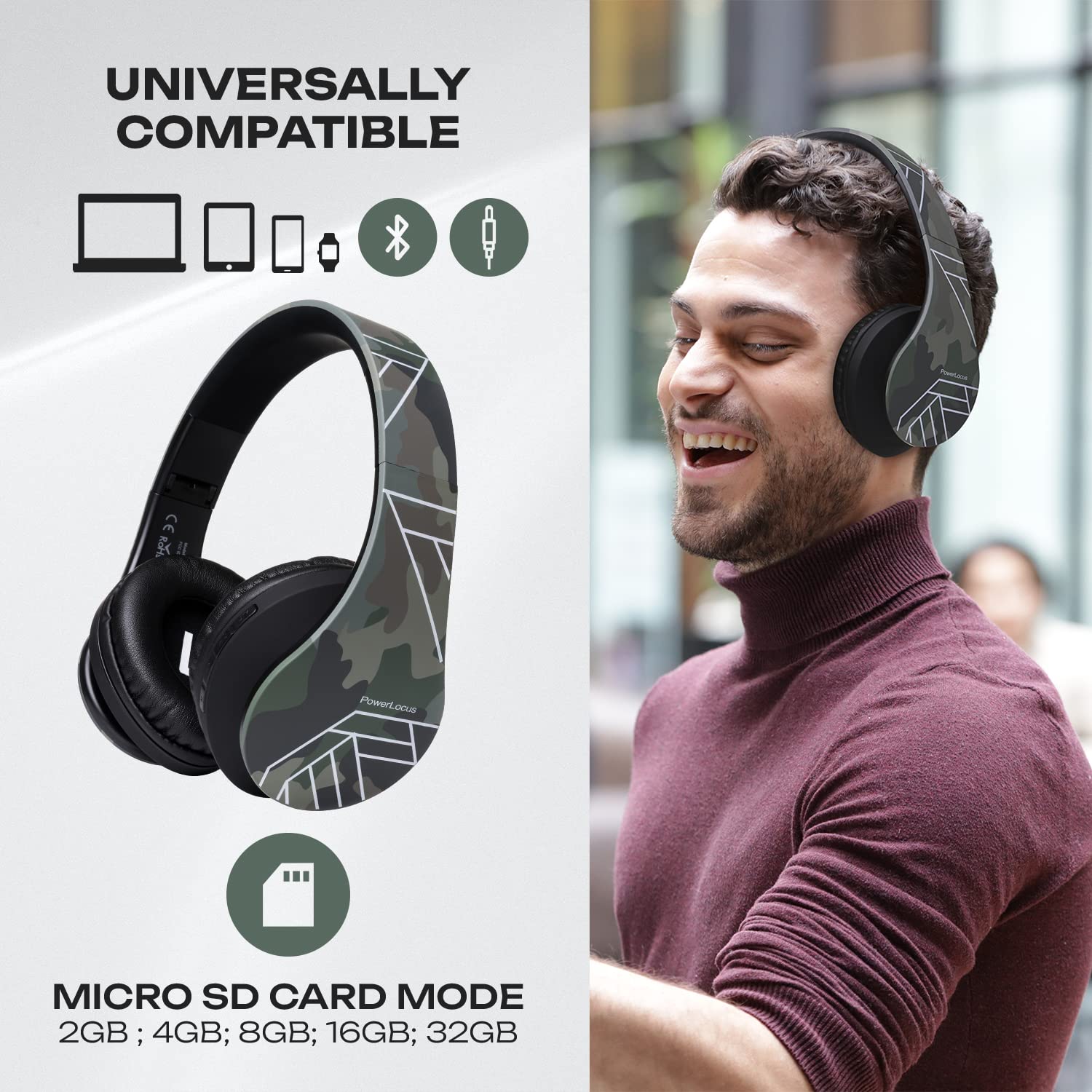 Foto 3 pulgar | Auriculares Supraaurales Bluetooth Powerlocus Inalámbricos Estéreo - Venta Internacional.