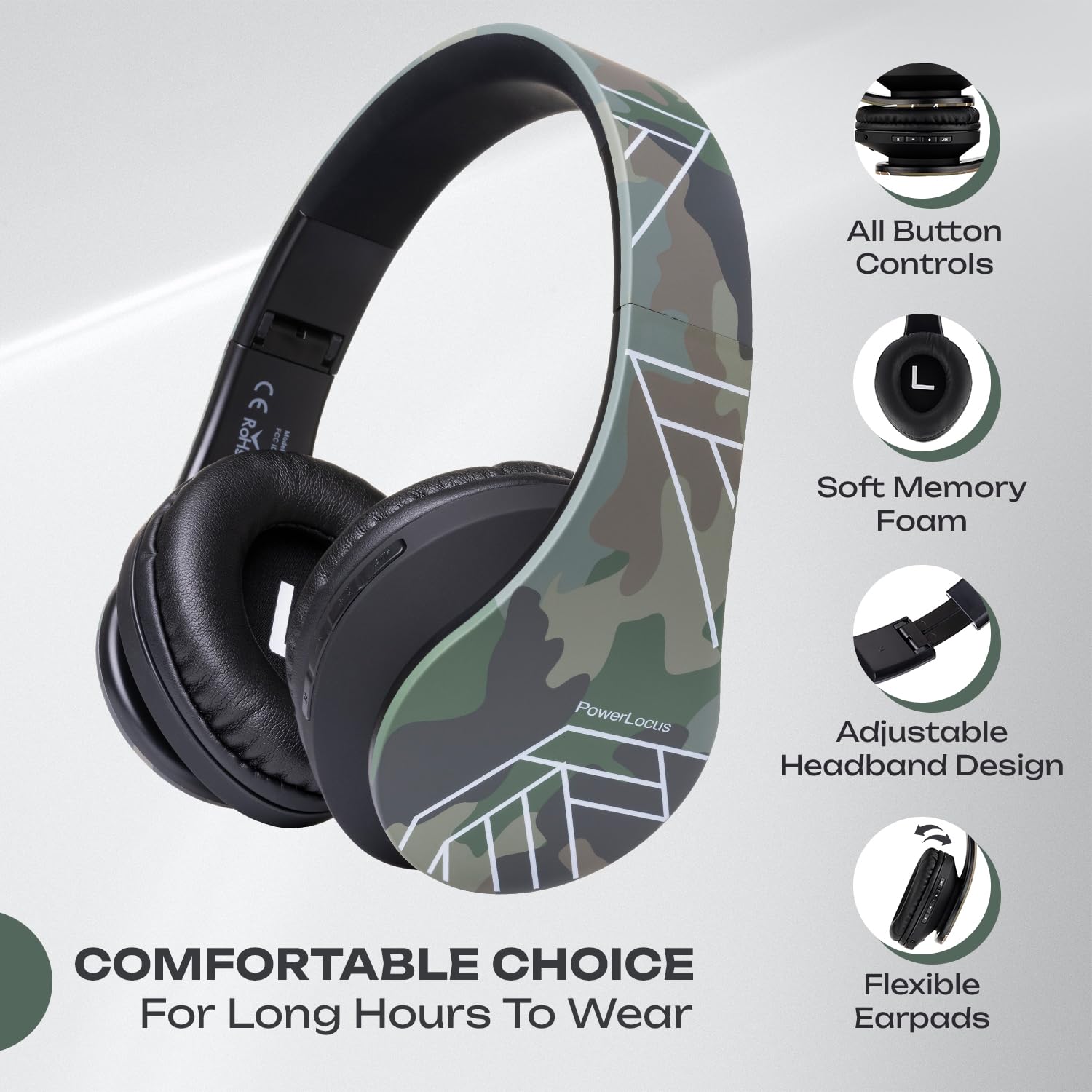 Foto 4 pulgar | Auriculares Supraaurales Bluetooth Powerlocus Inalámbricos Estéreo - Venta Internacional.