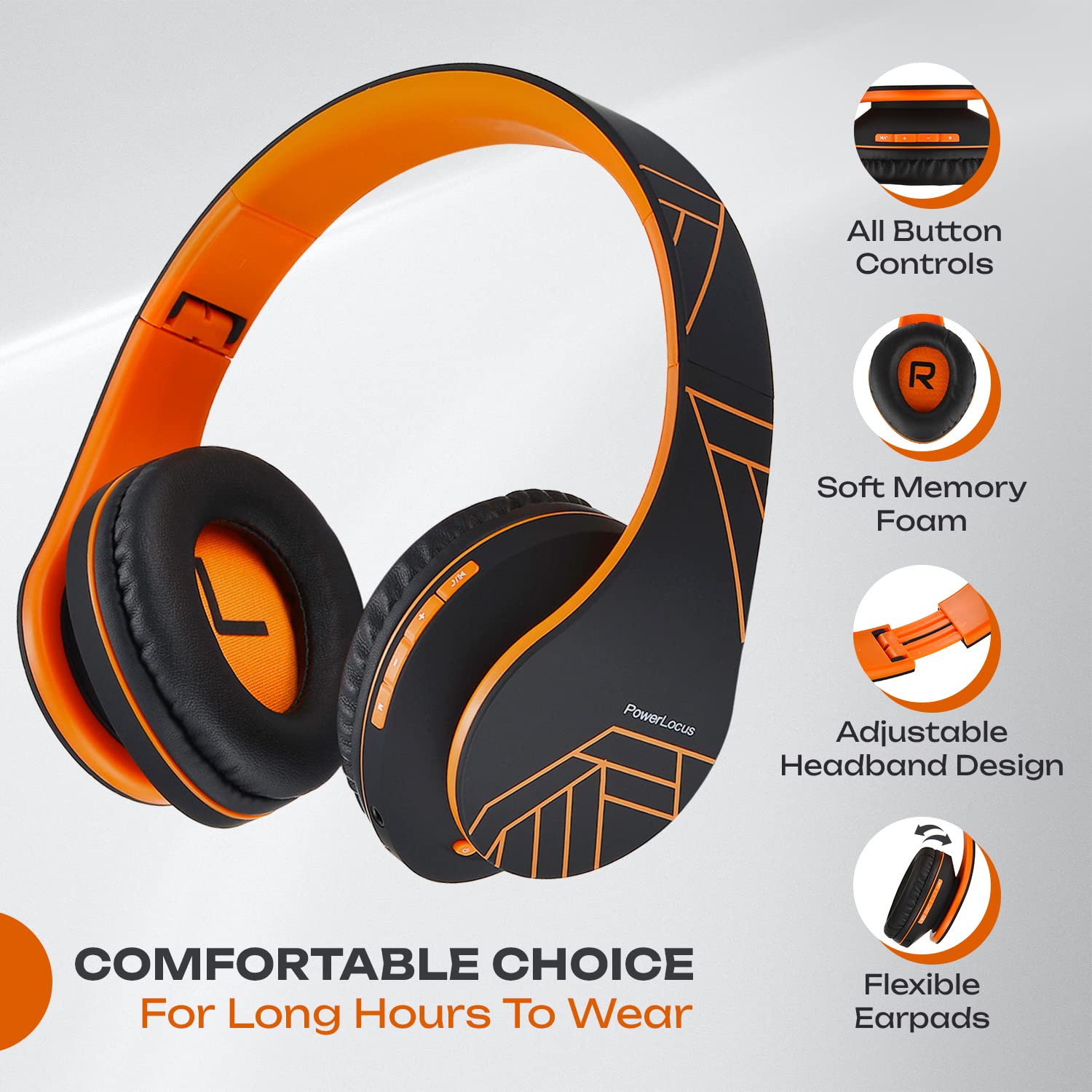 Foto 3 pulgar | Auriculares Supraaurales Bluetooth Powerlocus Inalámbricos Negro - Venta Internacional
