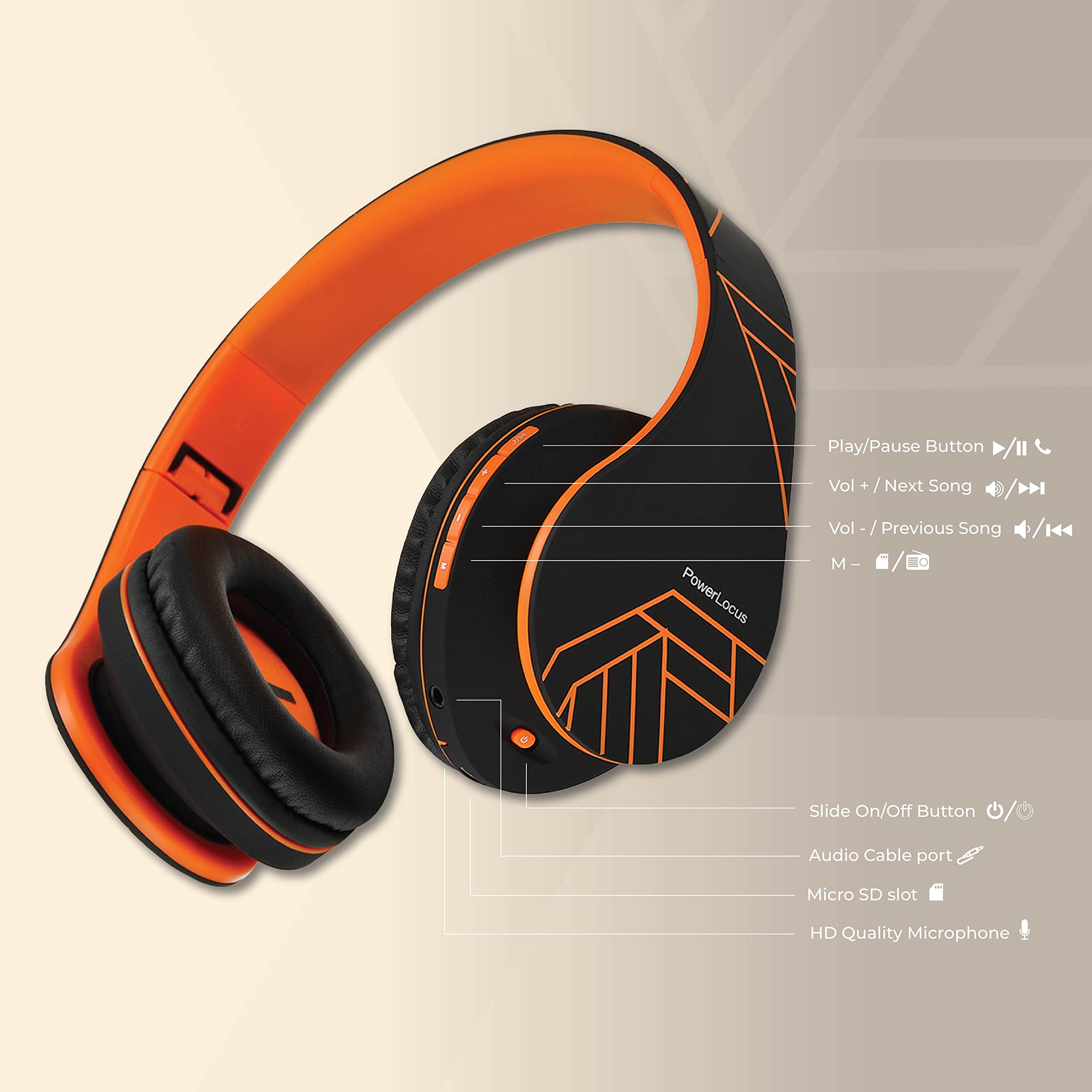 Foto 7 pulgar | Auriculares Supraaurales Bluetooth Powerlocus Inalámbricos Negro - Venta Internacional